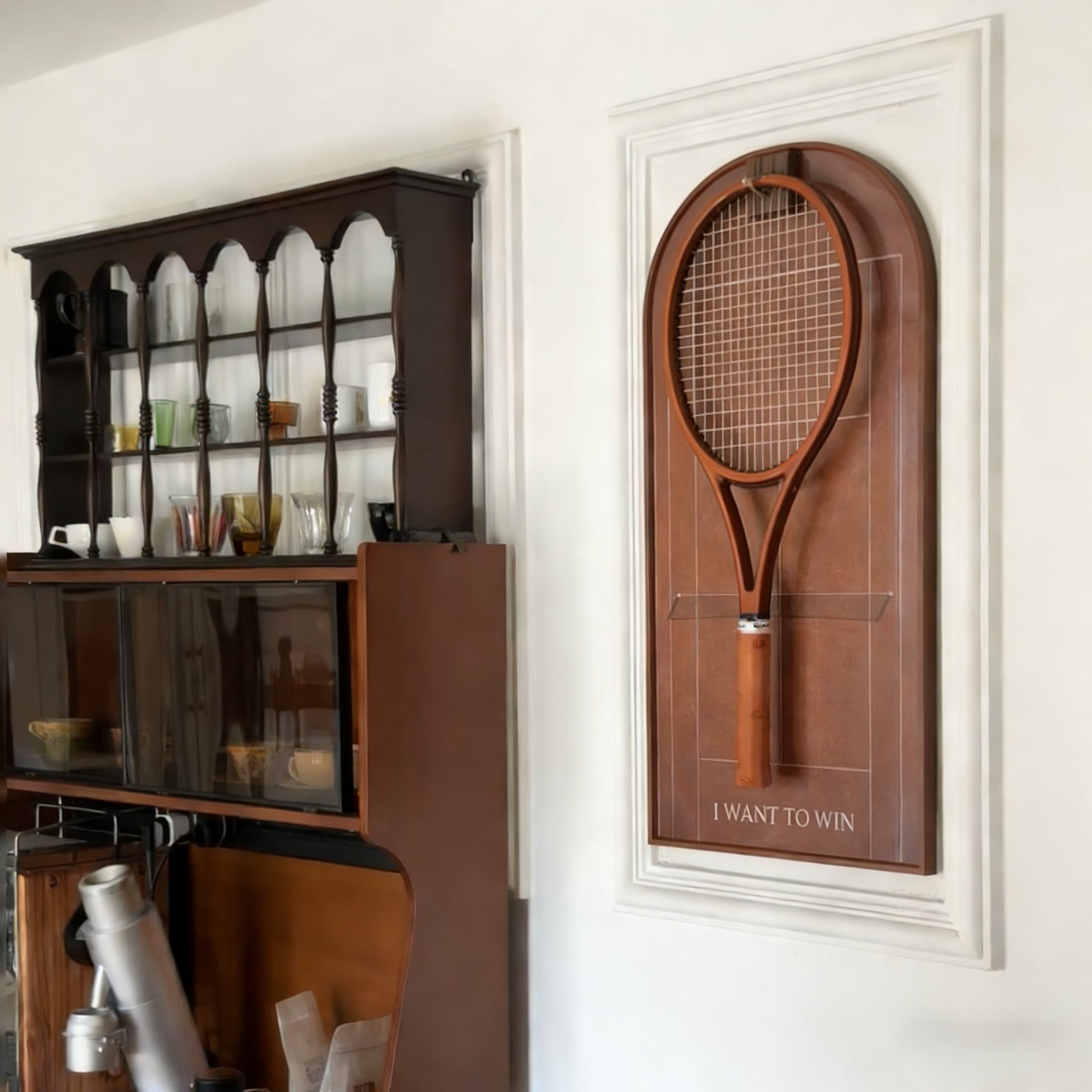 Arched Tennis Racket Display Case – Wall Mount Frame for Racquet Storage & Display racket display stand sports