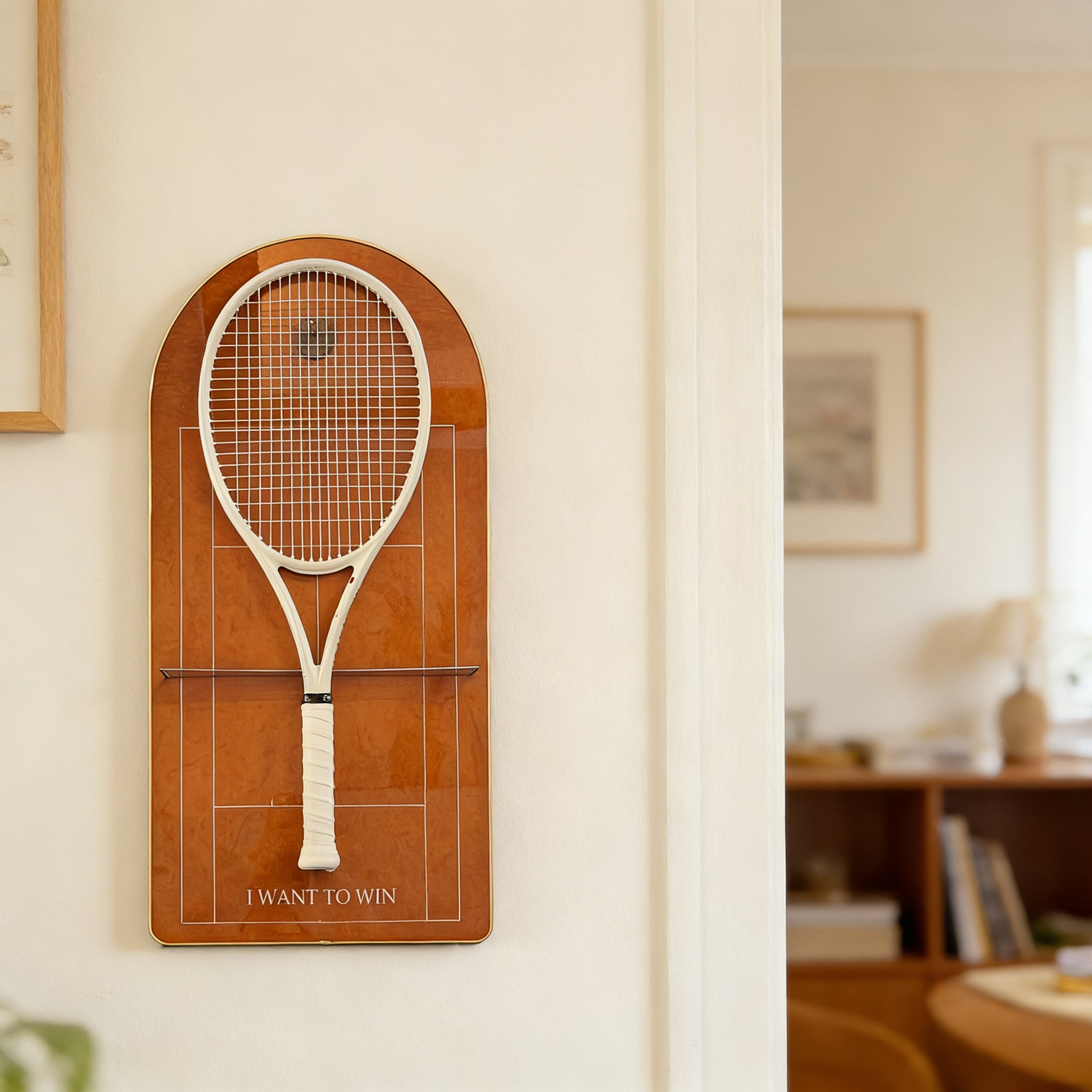 Slim Frame Tennis Racket Roland Garros Inspired Arched Tennis Racket Display Frame(Excluding th ...