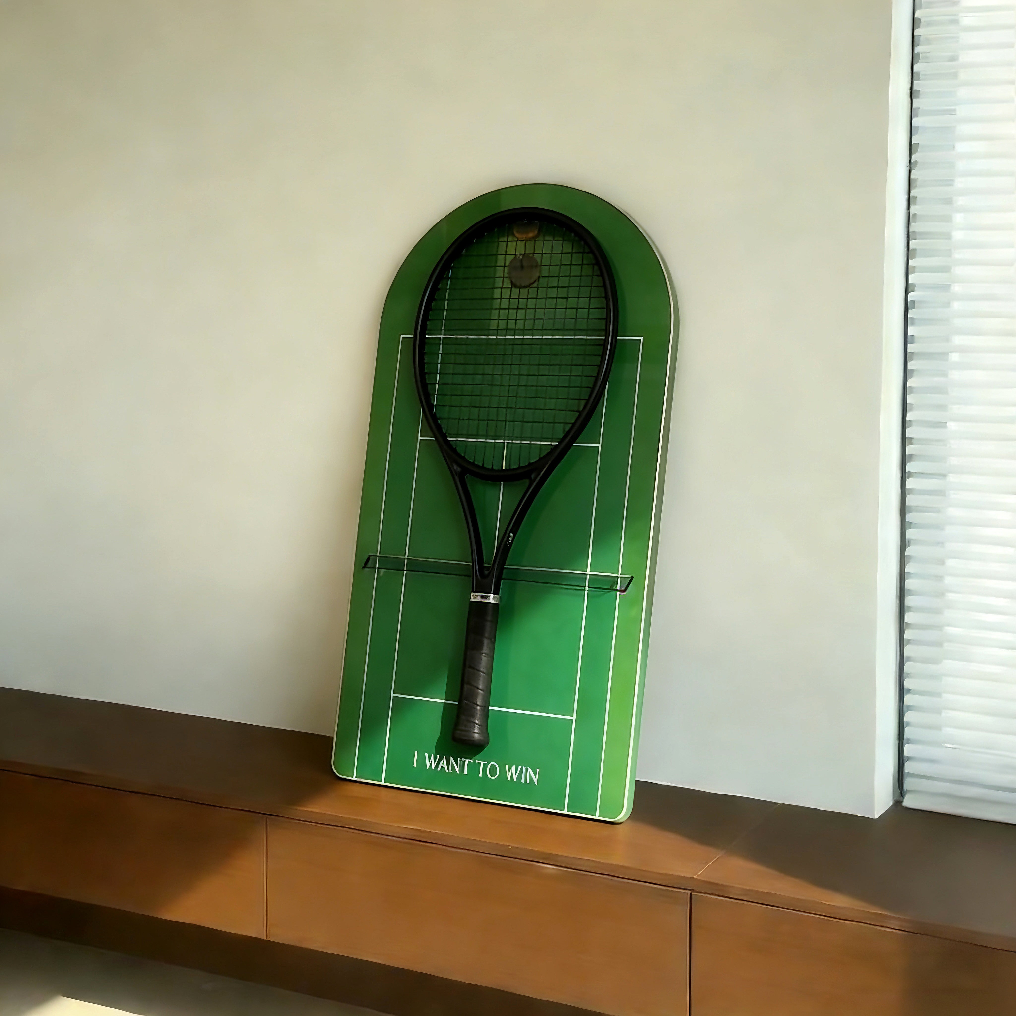 Green Tennis Racket Display Case – Wall Mount Frame for Tennis Collection（Excluding the racket）