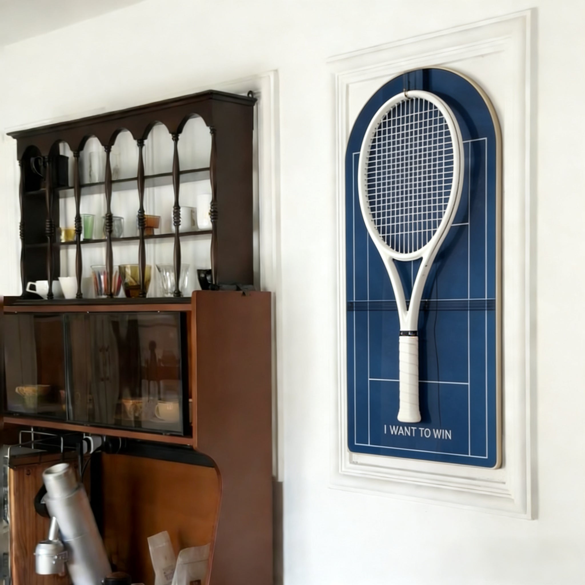 Modern Arched Tennis Racket Wall Mount – Minimalist Display Holder & Storage Frame tennis  tennis racket storage rack tennis balls