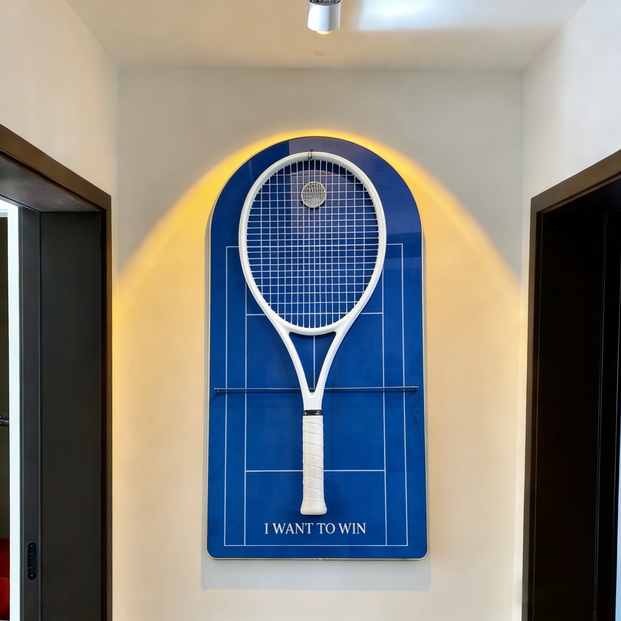 Modern Arched Tennis Racket Wall Mount – Minimalist Display Holder & Storage Frame tennis  tennis racket storage rack tennis balls
