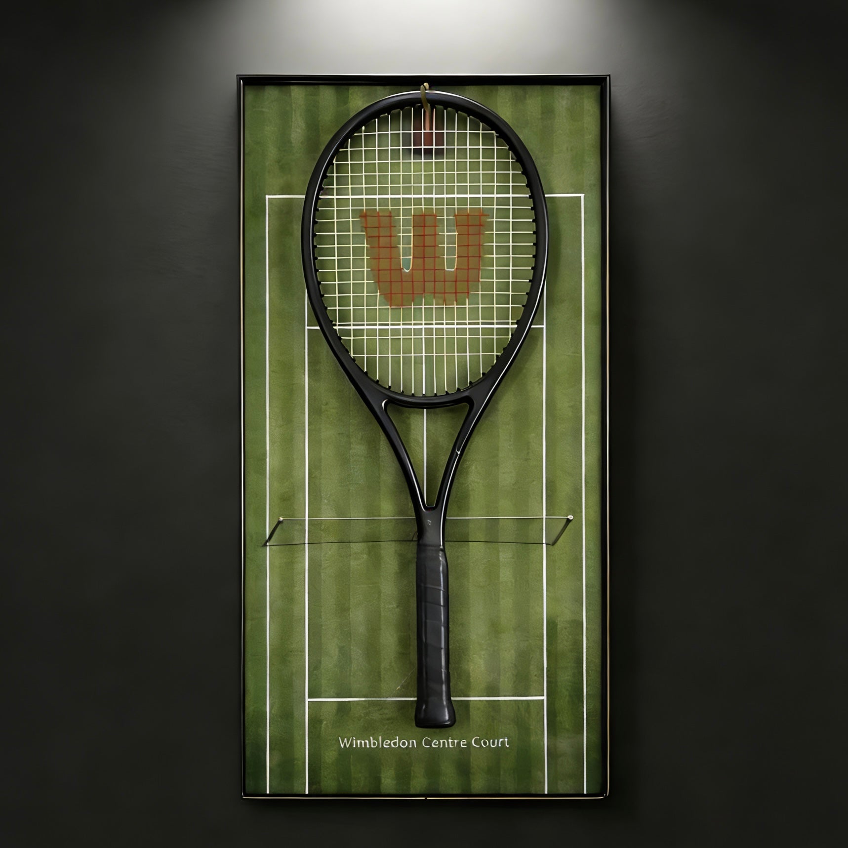 Green Tennis Display Frame – Wall-Mount Sports Decor with Hooks for Racquets tennis racket display stand