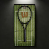 Green Tennis Display Frame – Wall-Mount Sports Decor with Hooks for Racquets tennis racket display stand