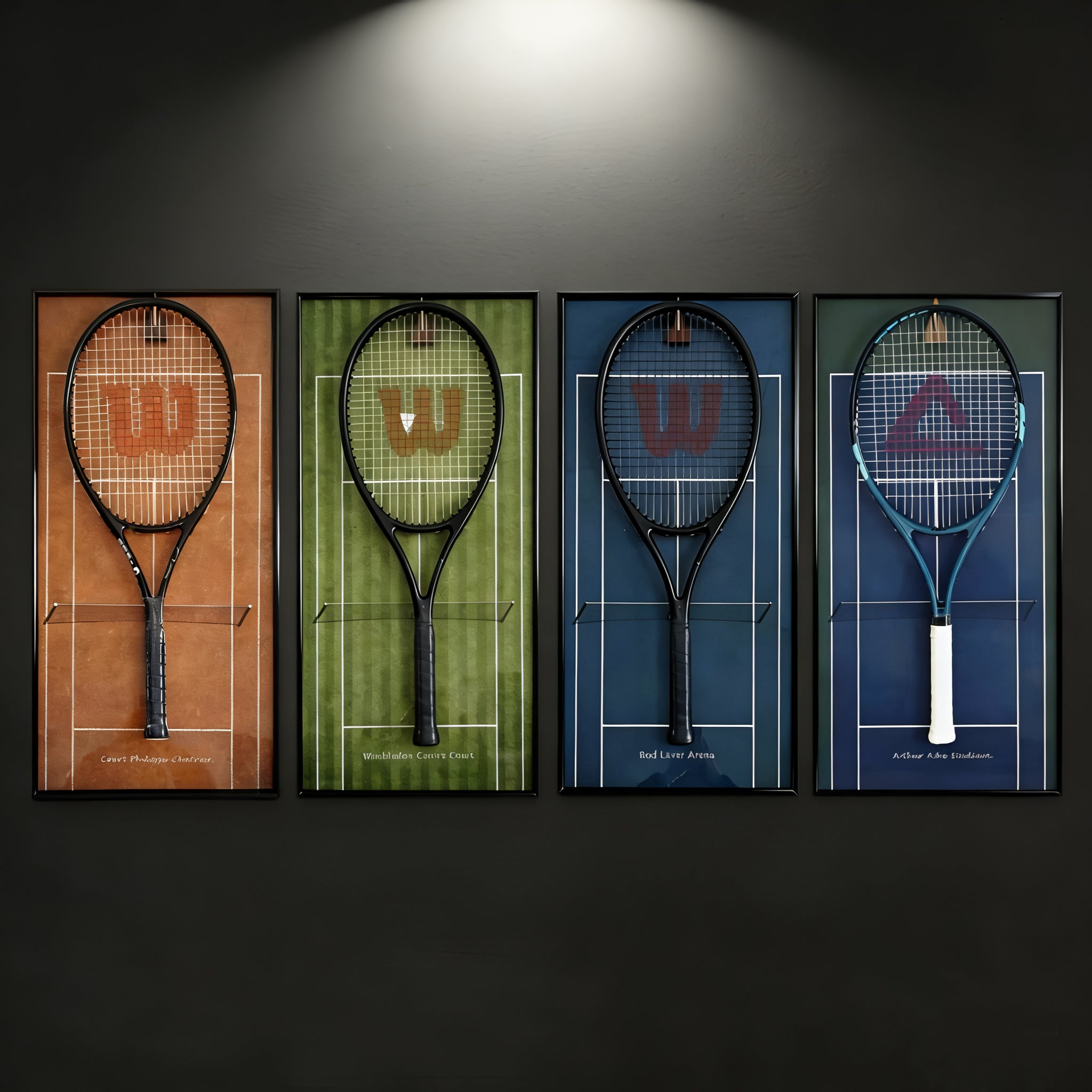 Tennis Racquet Display Frame Set of 4 – Wall Mount Frames for Racquet Storage & Display tennis tennis racket