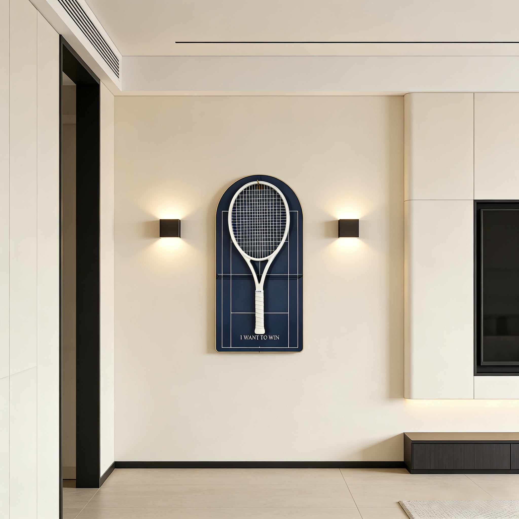 Australian Open Inspired Tennis Racket Wall Mount – Minimalist Display Holder & Storage Frame（Excluding the racket）