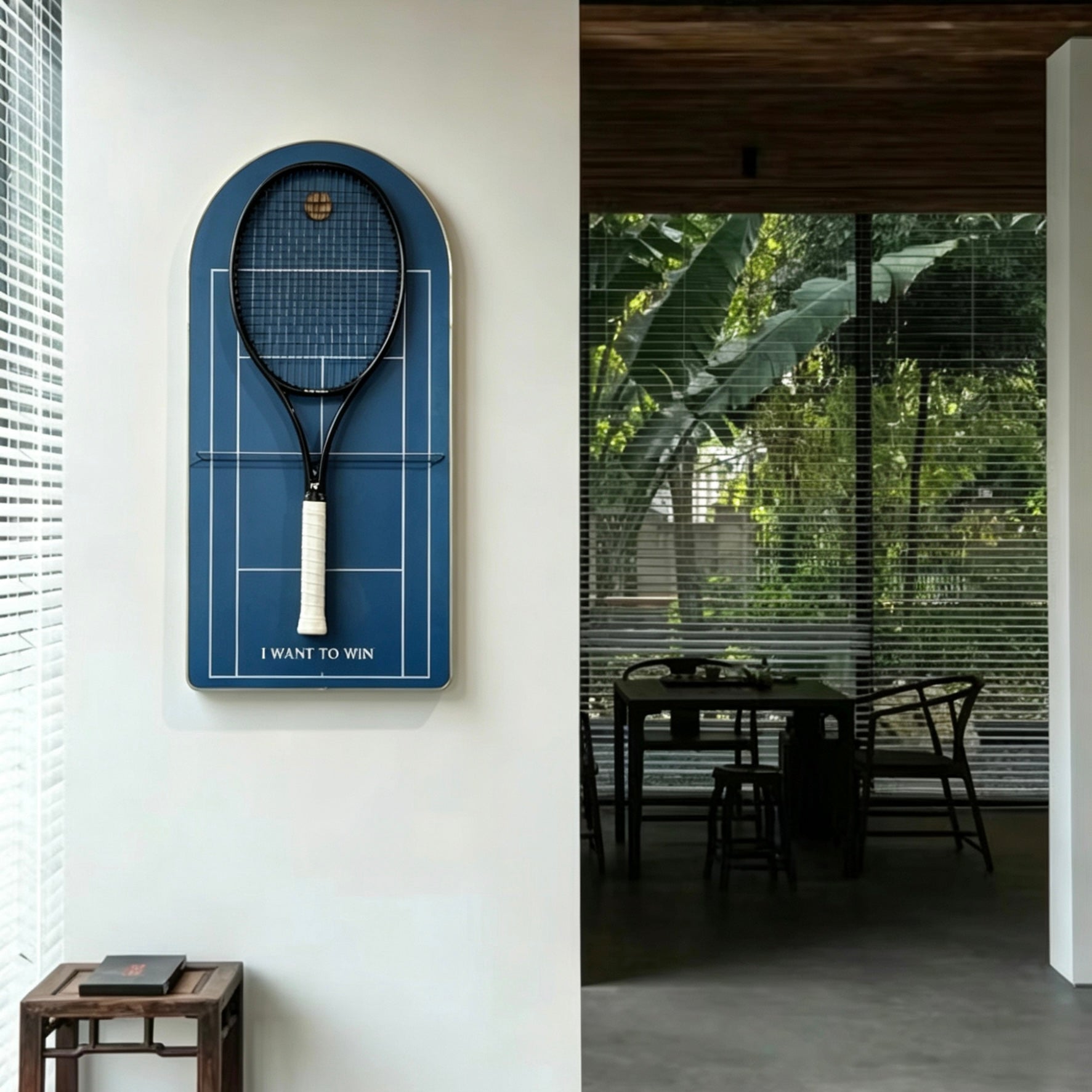 Australian Open Inspired Tennis Racket Wall Mount – Minimalist Display Holder & Storage Frame（Excluding the racket）