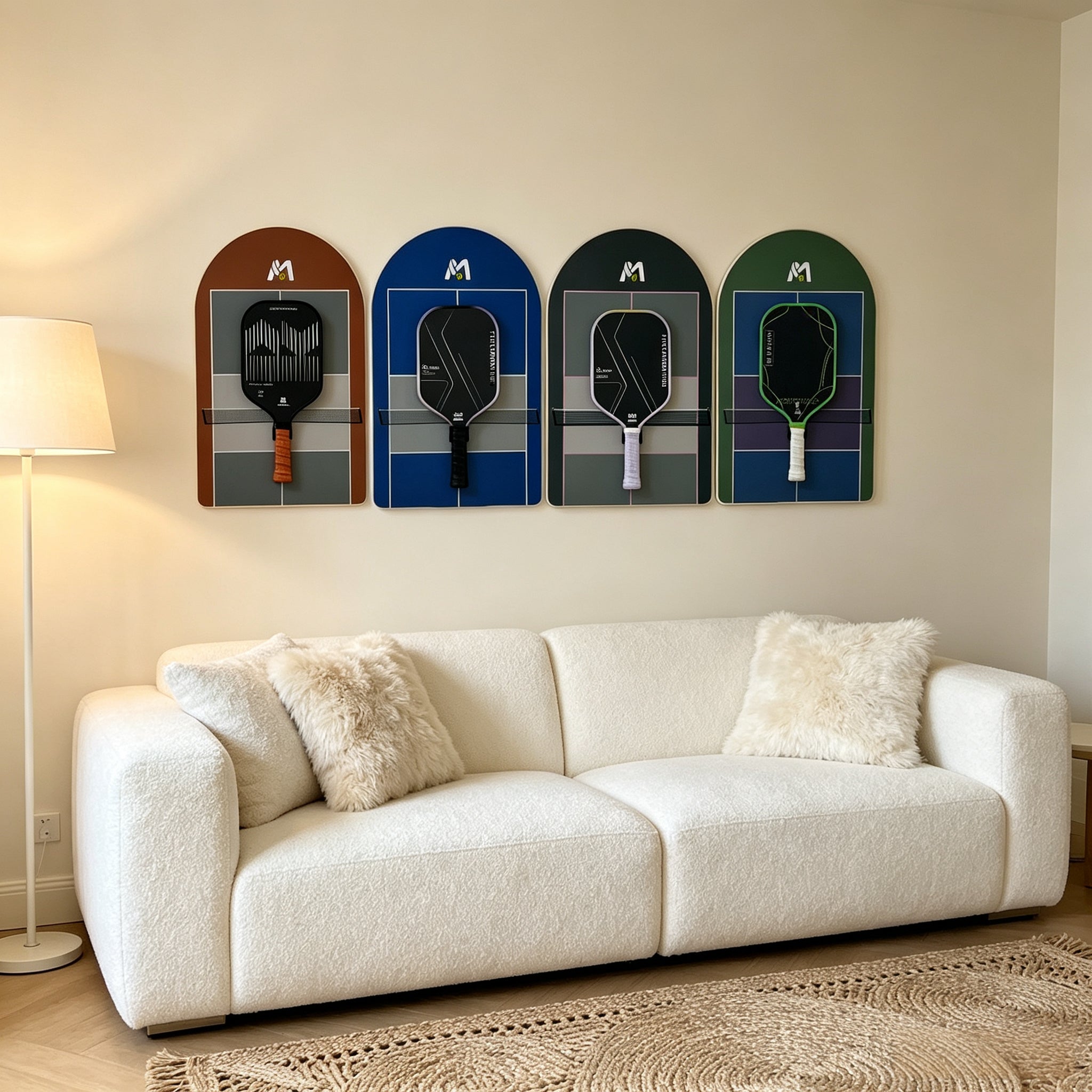 Pickleball Paddle Wall Display Frame Set of 4 – Hanging Rack Bundle(Excluding the Racket)