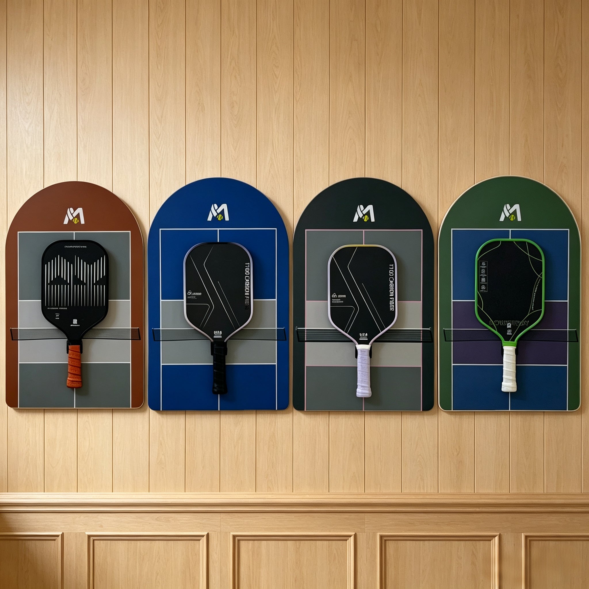 Pickleball Paddle Wall Display Frame Set of 4 – Hanging Rack Bundle(Excluding the Racket)