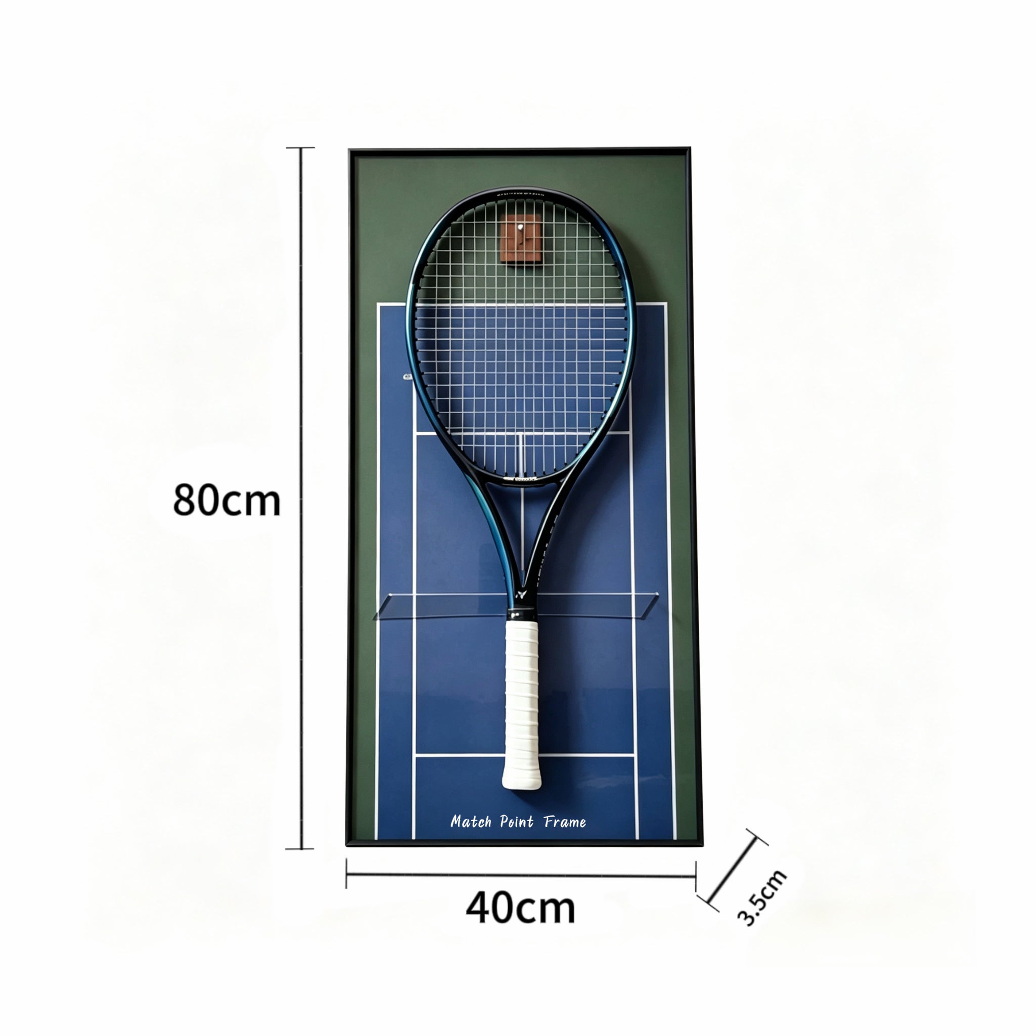 Midnight Blue Tennis Racket Display Frame – Wall Mount Racquet Holder & Tennis Room Decor（Excluding the racket）
