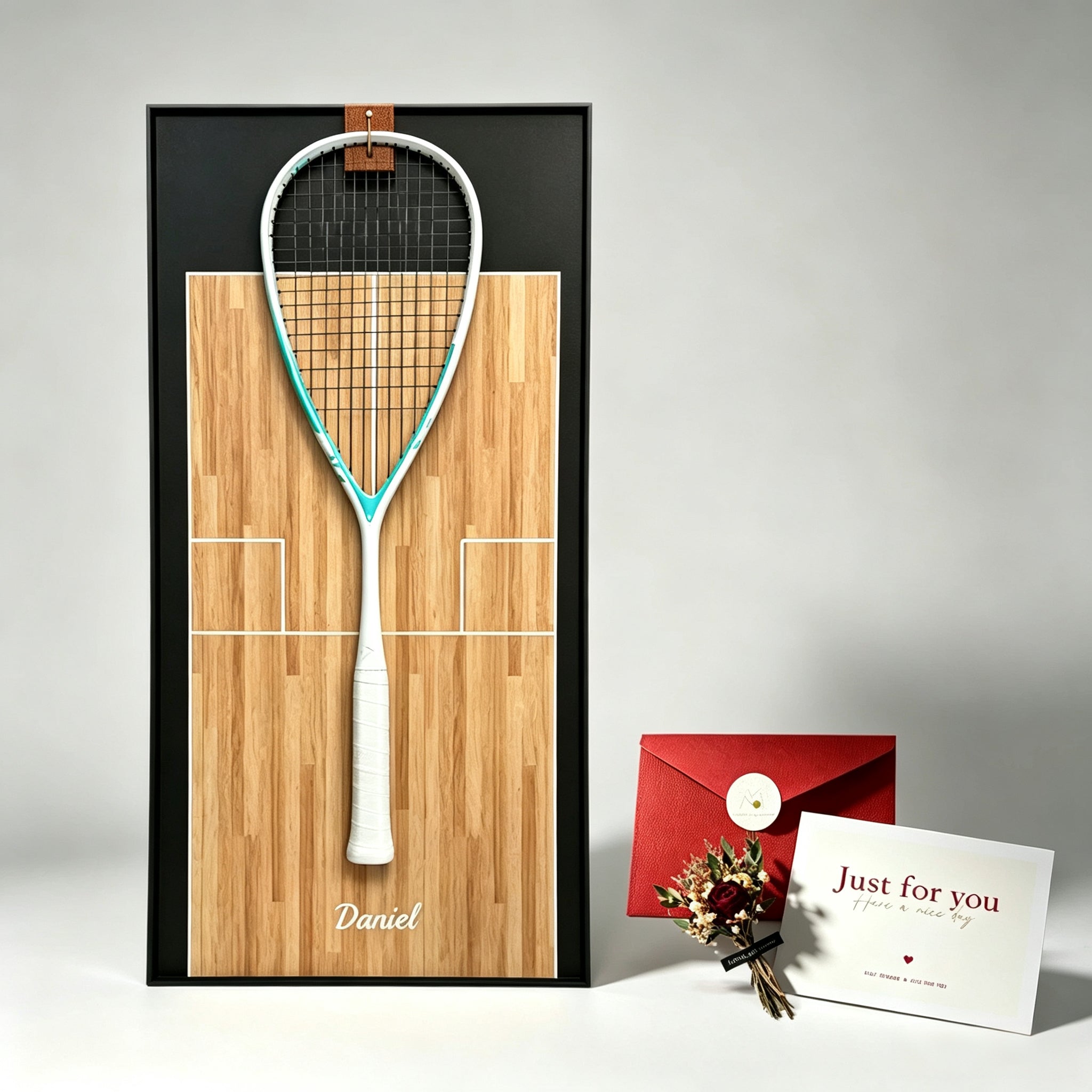 Custom Squash Racket Display Frame – Personalized Wall Display Case（Excluding the racket）