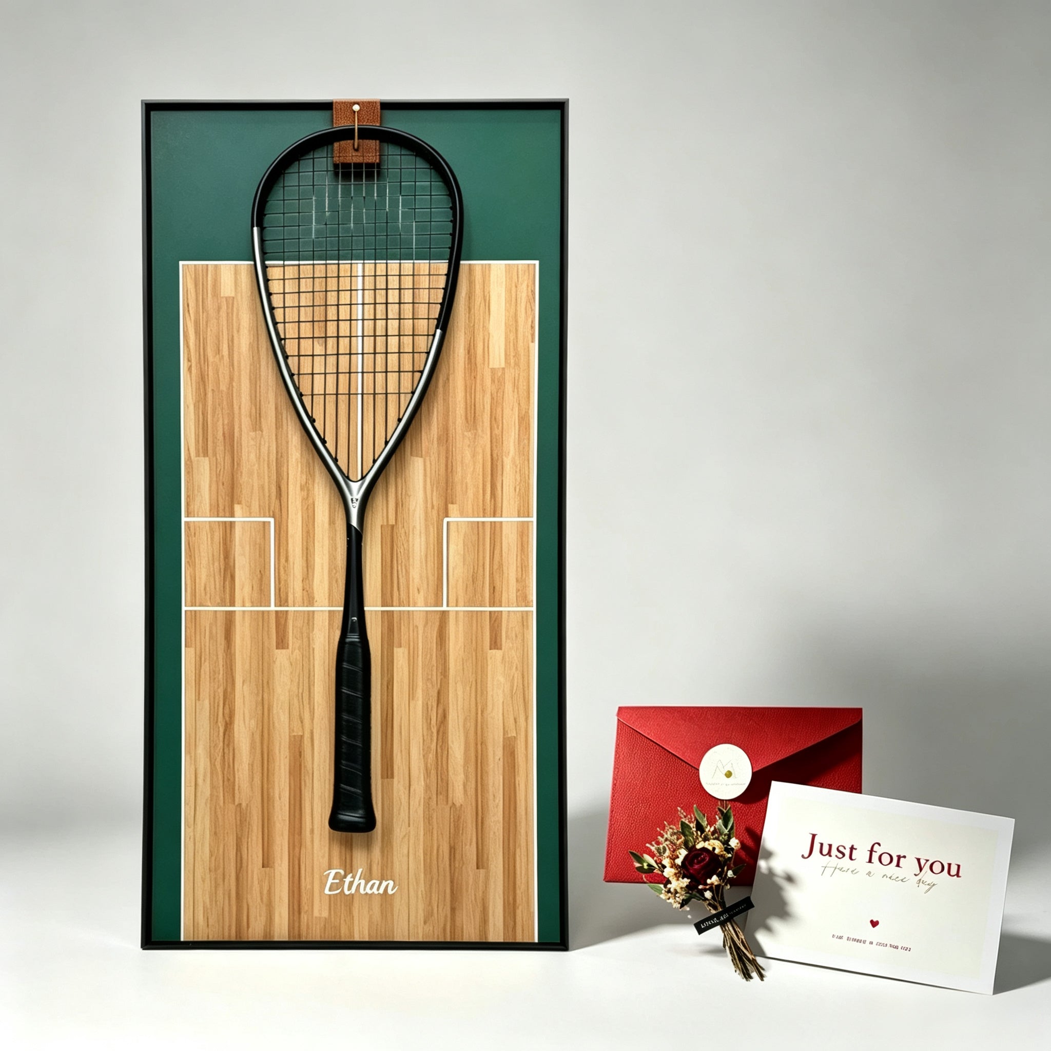 Custom Squash Racket Display Frame – Personalized Wall Display Case（Excluding the racket）