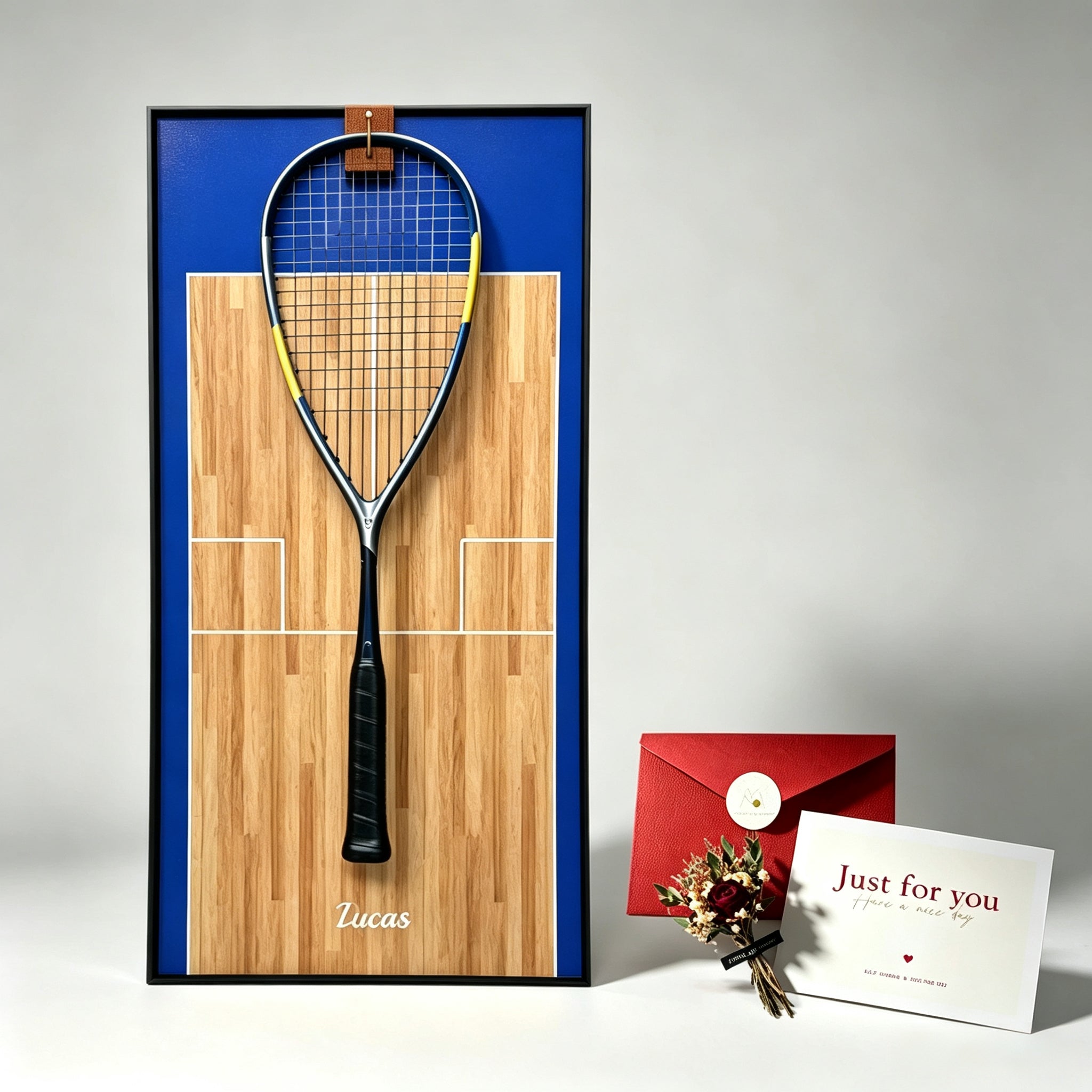 Custom Squash Racket Display Frame – Personalized Wall Display Case（Excluding the racket）