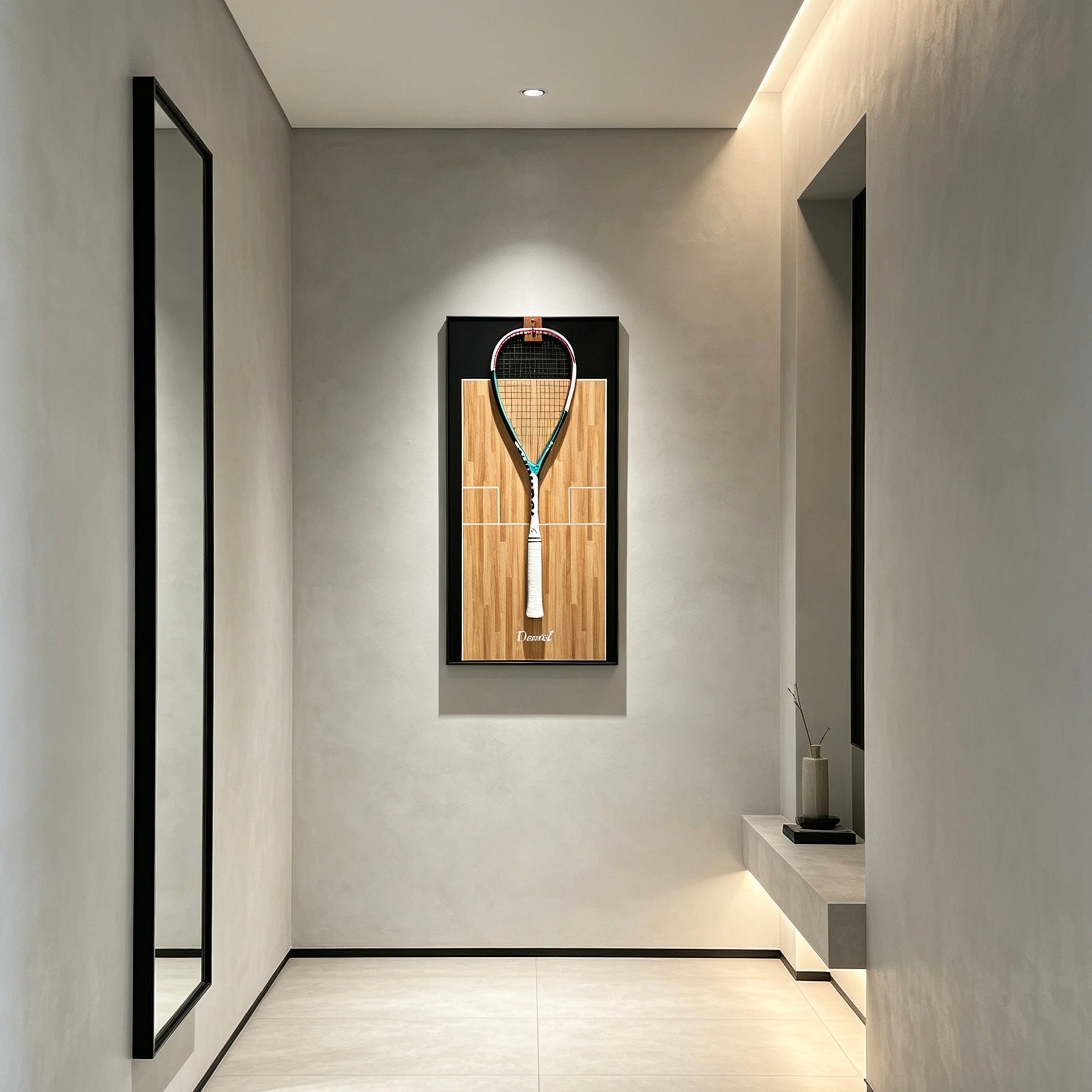 Custom Squash Racket Display Frame – Personalized Wall Display Case（Excluding the racket）