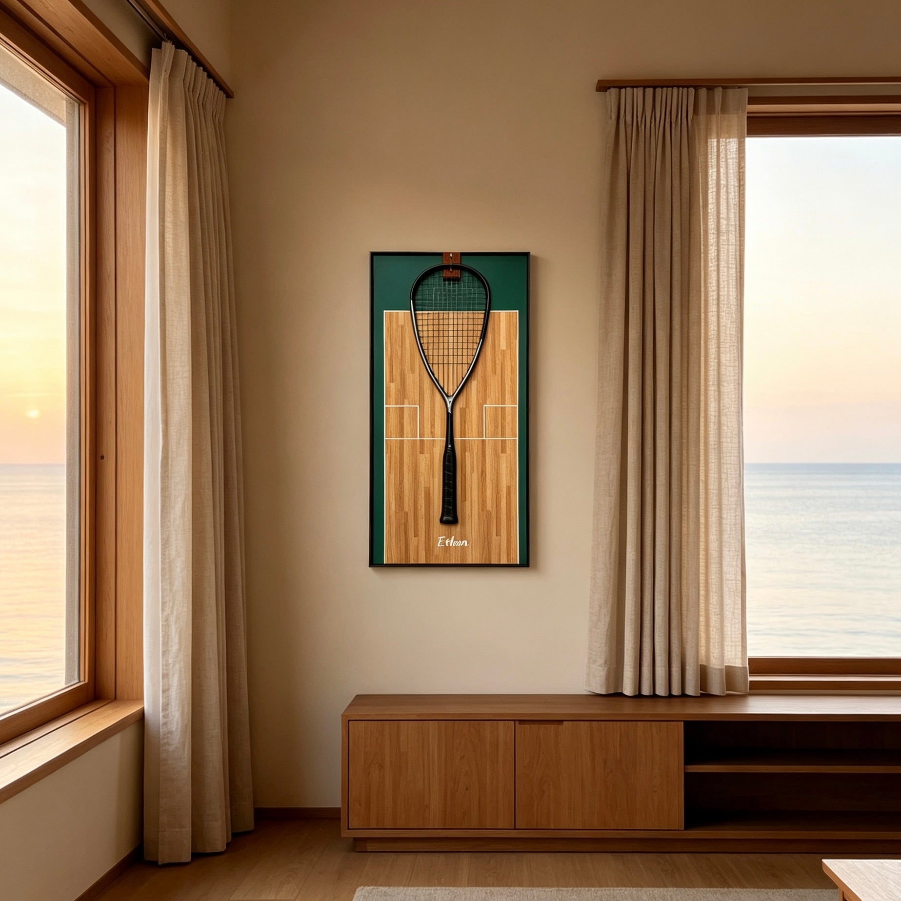 Custom Squash Racket Display Frame – Personalized Wall Display Case（Excluding the racket）