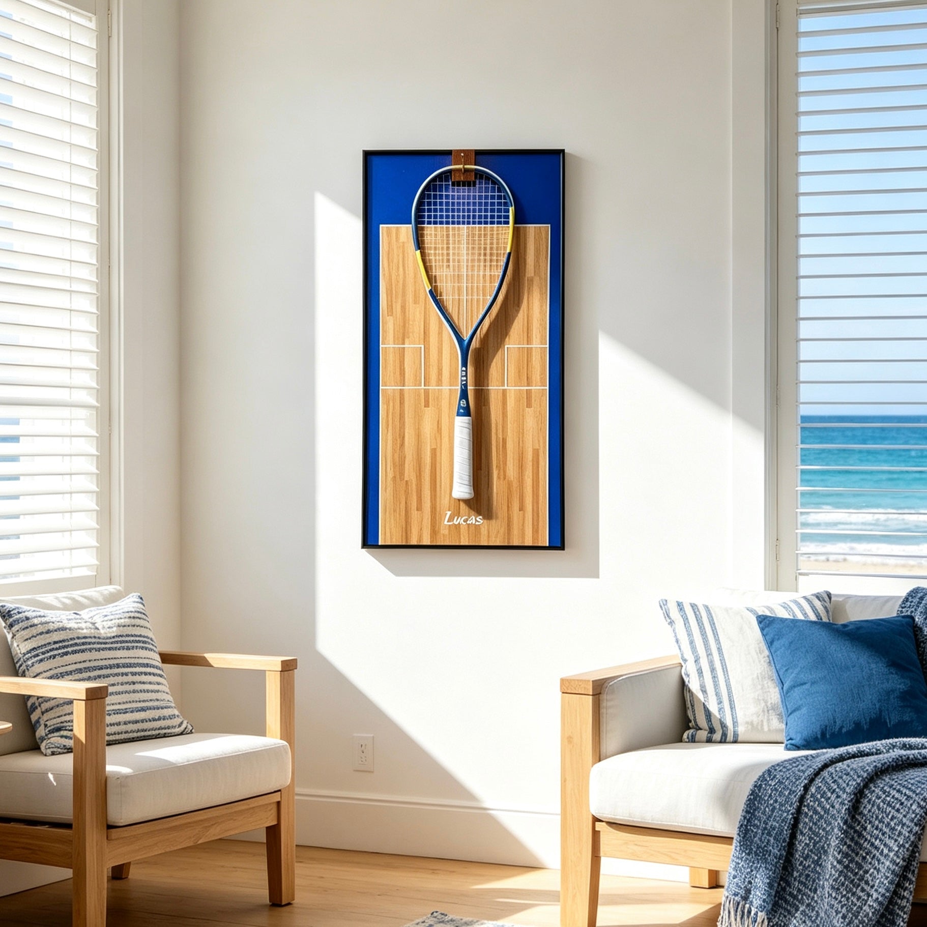 Custom Squash Racket Display Frame – Personalized Wall Display Case（Excluding the racket）