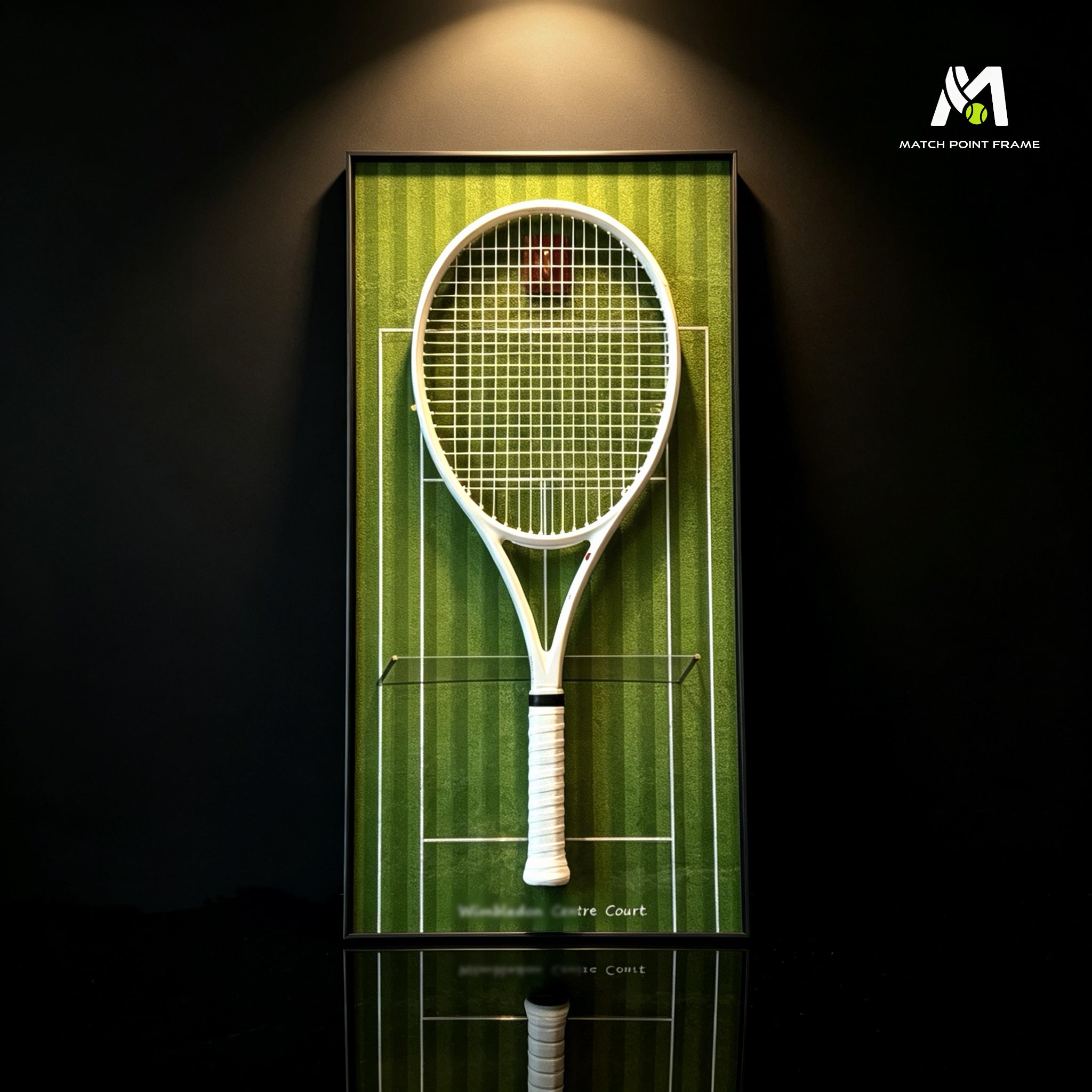 Grass Green Tennis Racket Display Frame – Wall Mount Racquet Holder & Tennis Room Decor（Excluding the racket）