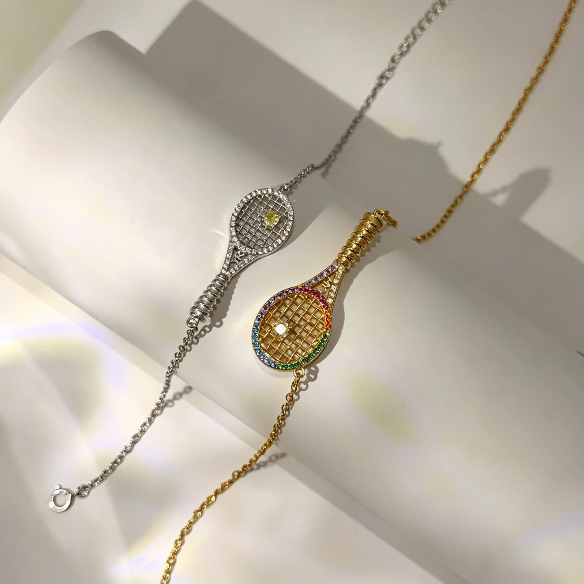 Custom Iced-Out Tennis Racket Necklace & Bracelet | Personalized Sports Jewelry