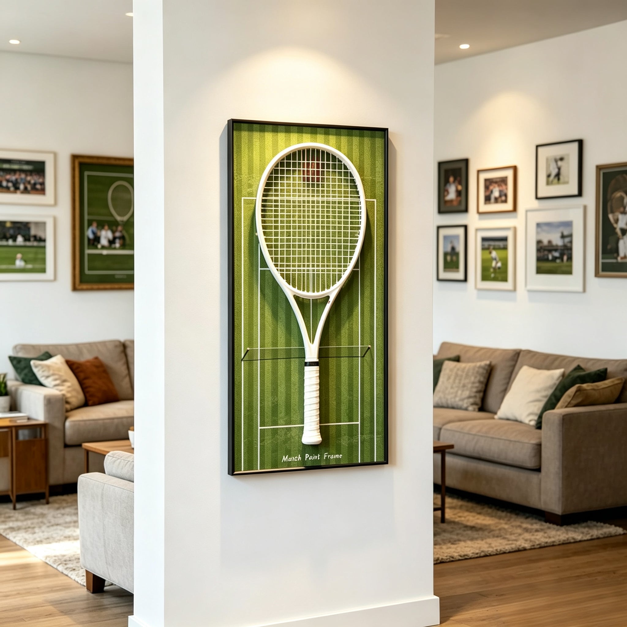 Grass Green Tennis Racket Display Frame – Wall Mount Racquet Holder & Tennis Room Decor（Excluding the racket）