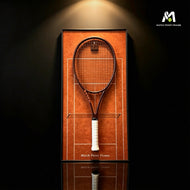 Red Clay Tennis Racket Display Frame – Wall Mount Racquet Holder & Tennis Room Decor（Excluding the racket）