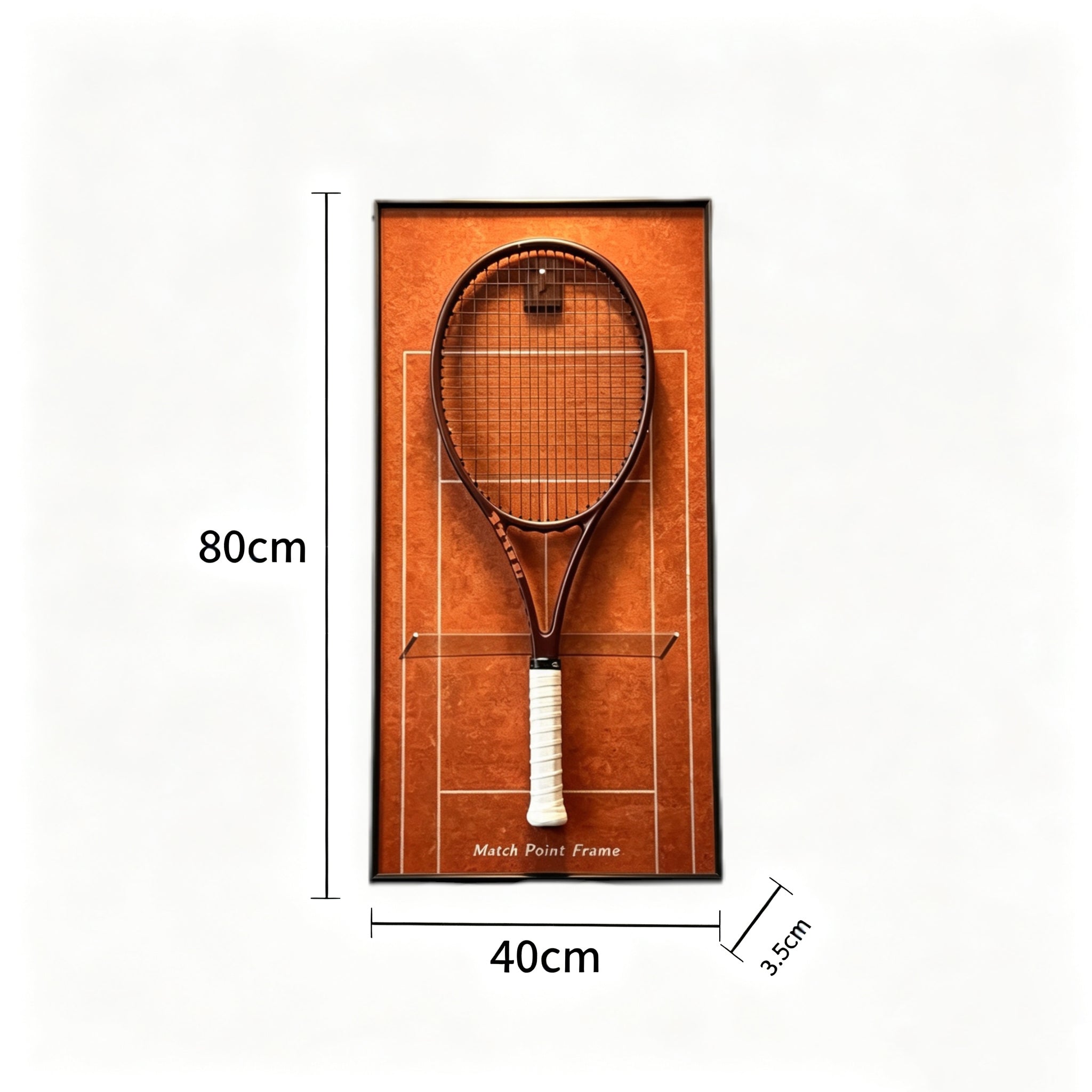 Red Clay Tennis Racket Display Frame – Wall Mount Racquet Holder & Tennis Room Decor（Excluding the racket）