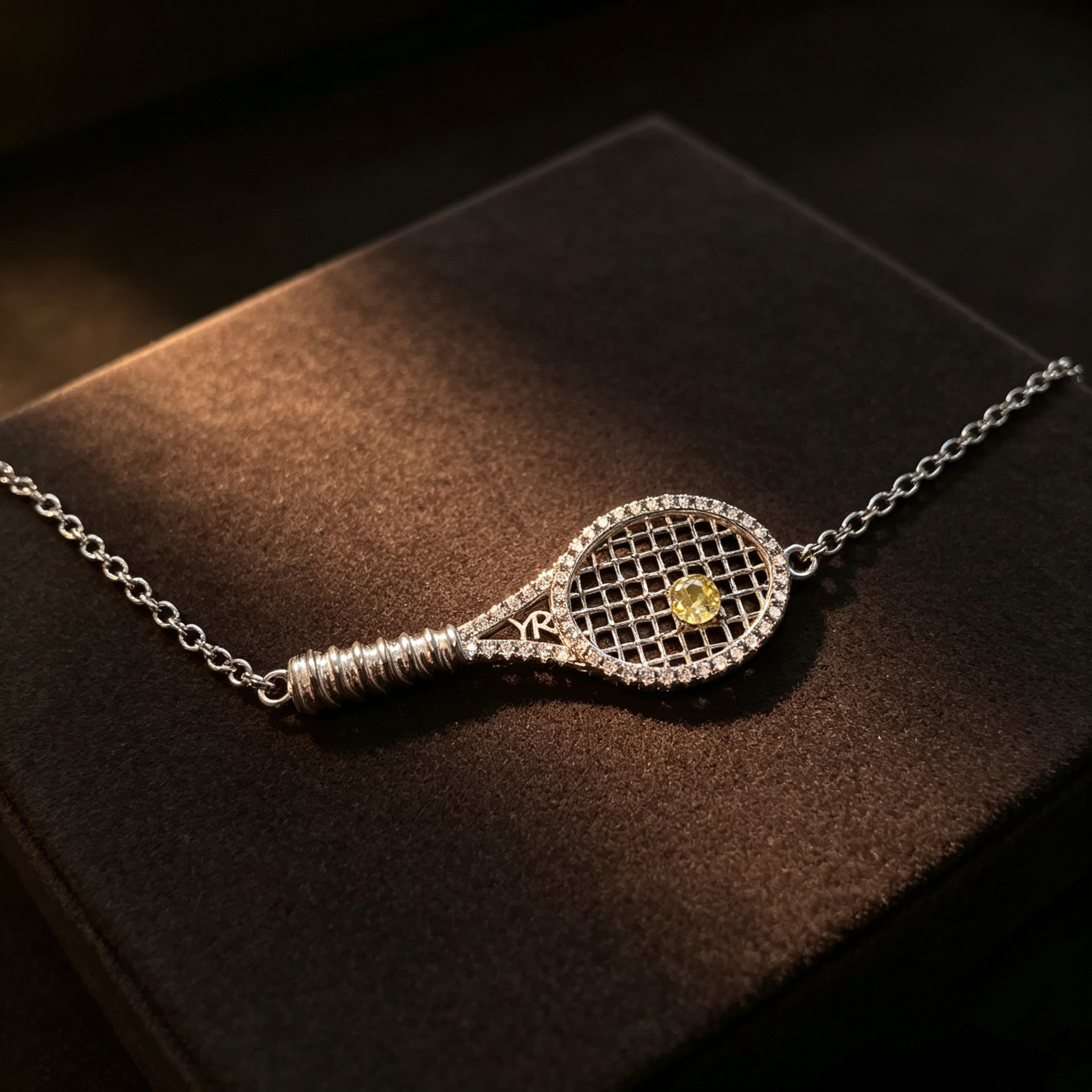 Custom Iced-Out Tennis Racket Necklace & Bracelet | Personalized Sports Jewelry