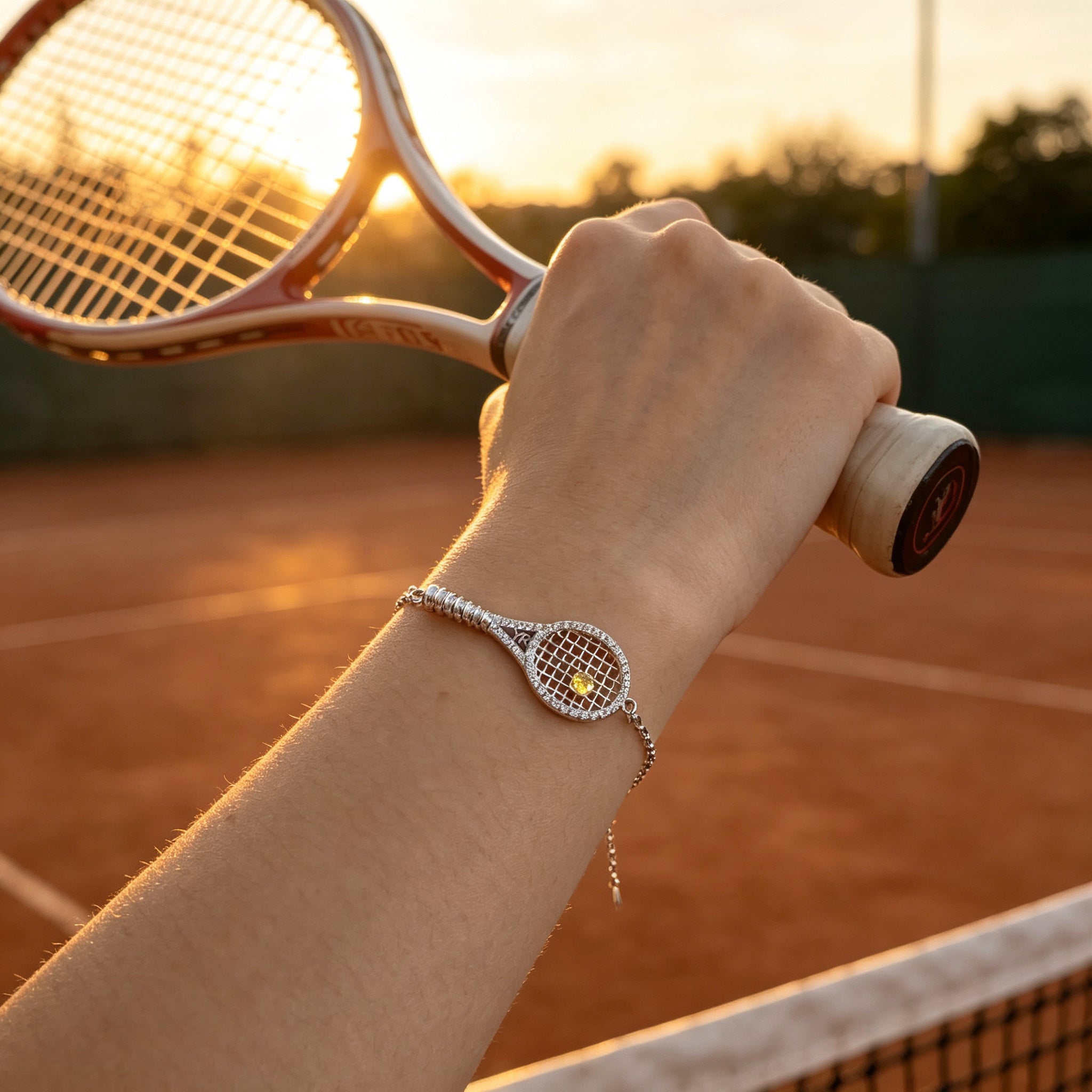 Custom Iced-Out Tennis Racket Necklace & Bracelet | Personalized Sports Jewelry