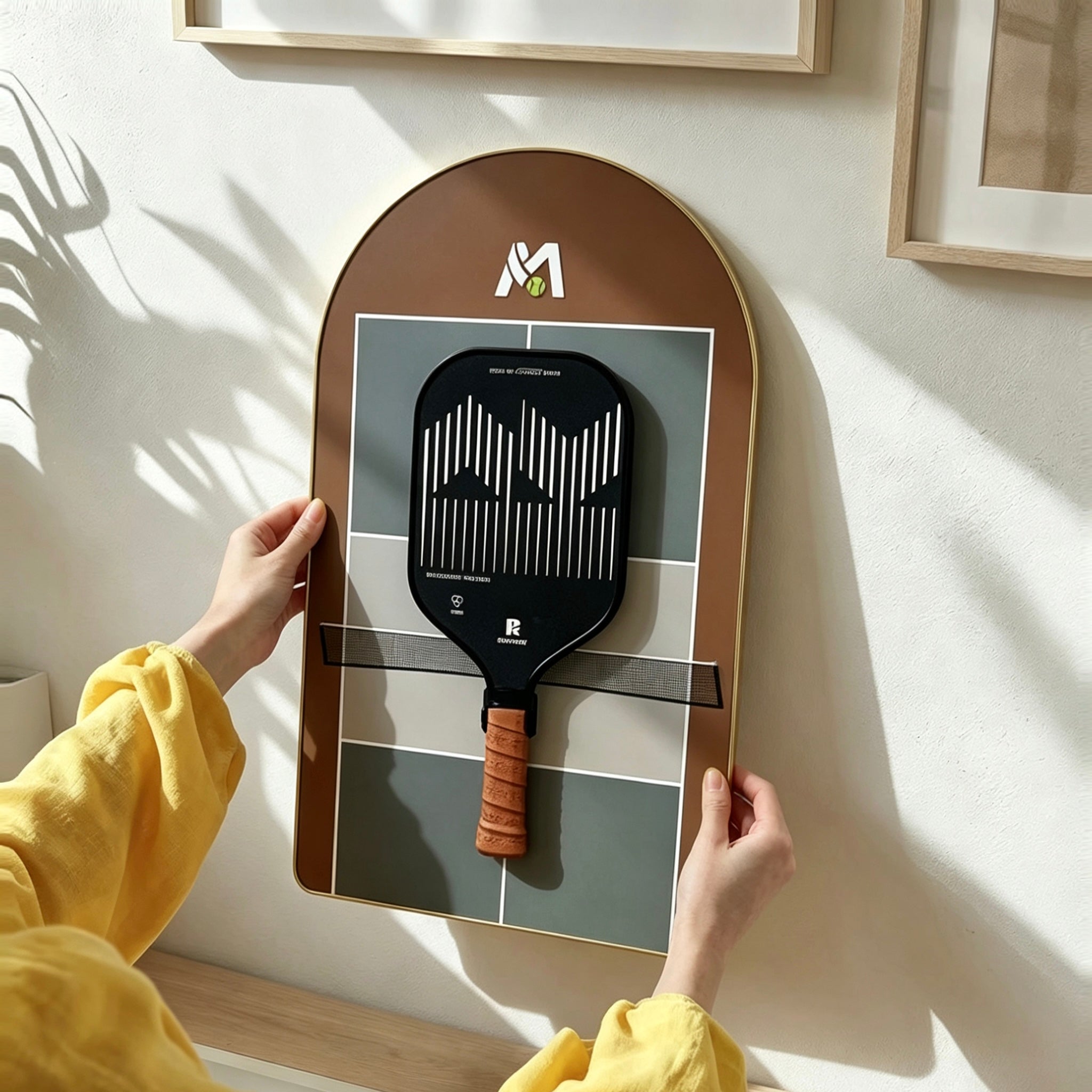 Pickleball Paddle Display Frame – Wall Mount Rack for Home Decor（Excluding the racket）