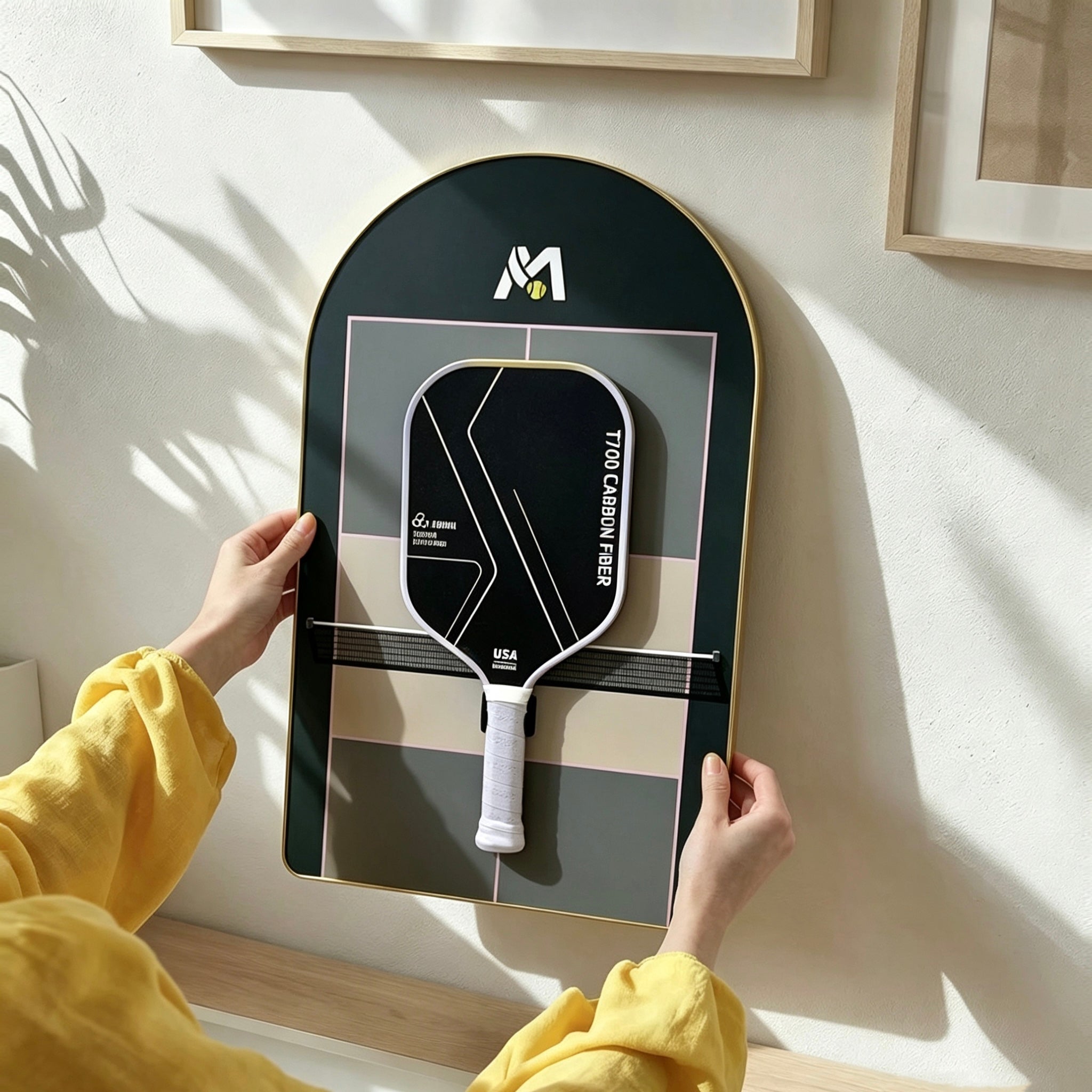 Pickleball Paddle Display Frame – Wall Mount Rack for Home Decor  (Excluding the Racket)