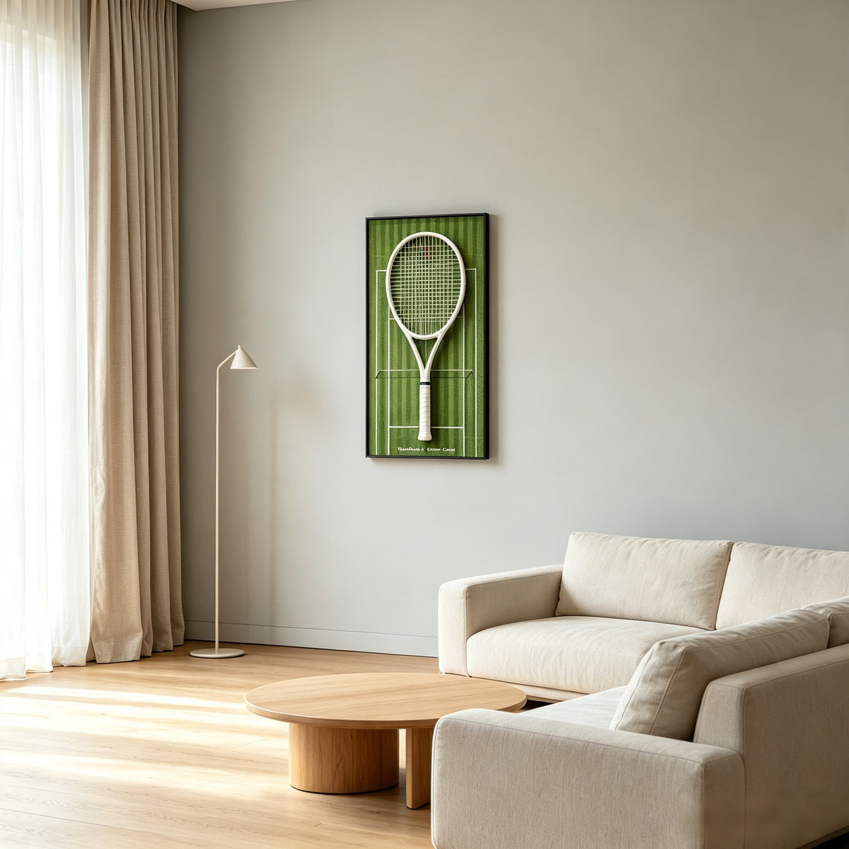 Grass Green Tennis Racket Display Frame – Wall Mount Racquet Holder & Tennis Room Decor（Excluding the racket）