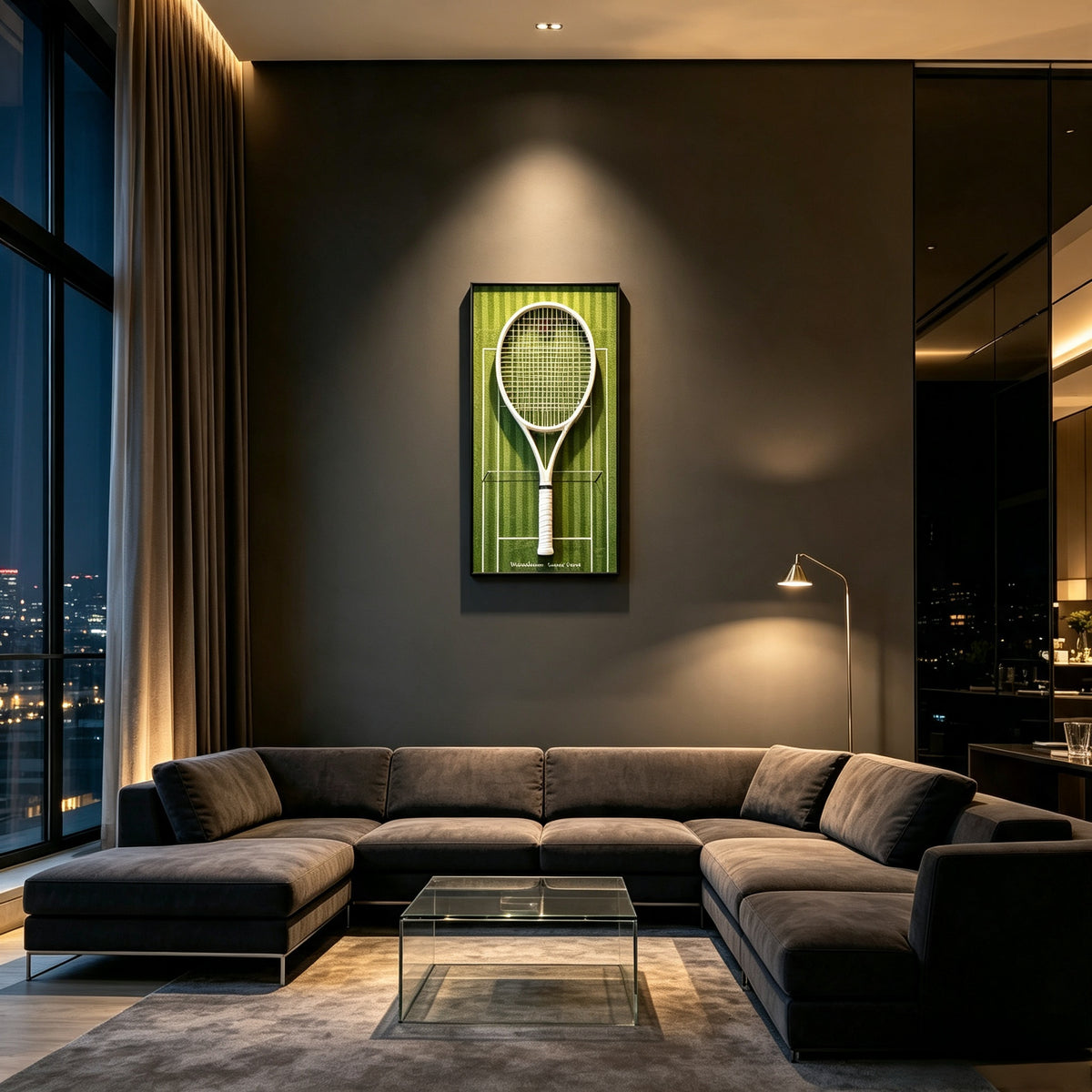 Grass Green Tennis Racket Display Frame – Wall Mount Racquet Holder & Tennis Room Decor（Excluding the racket）
