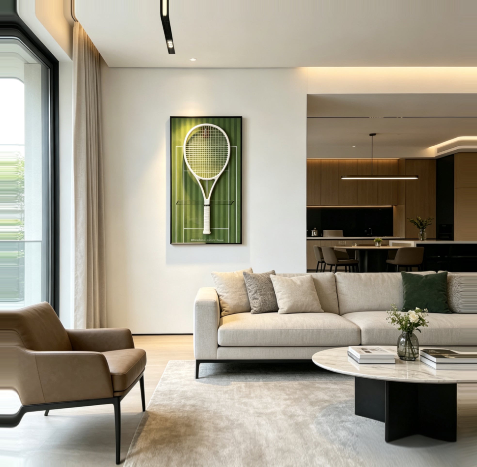 Wimbledon Tennis Tournament Racket Display Frame – Premium Wall Mount Holder & Decor（Excluding the racket）