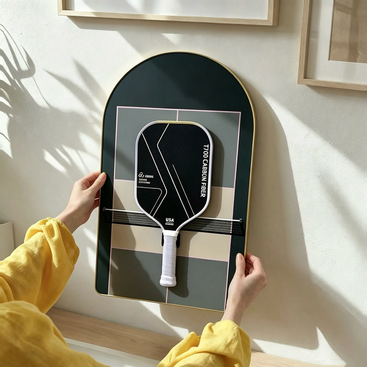 Pickleball Paddle Display Frame – Wall Mount Rack for Home Decor  (Excluding the Racket)