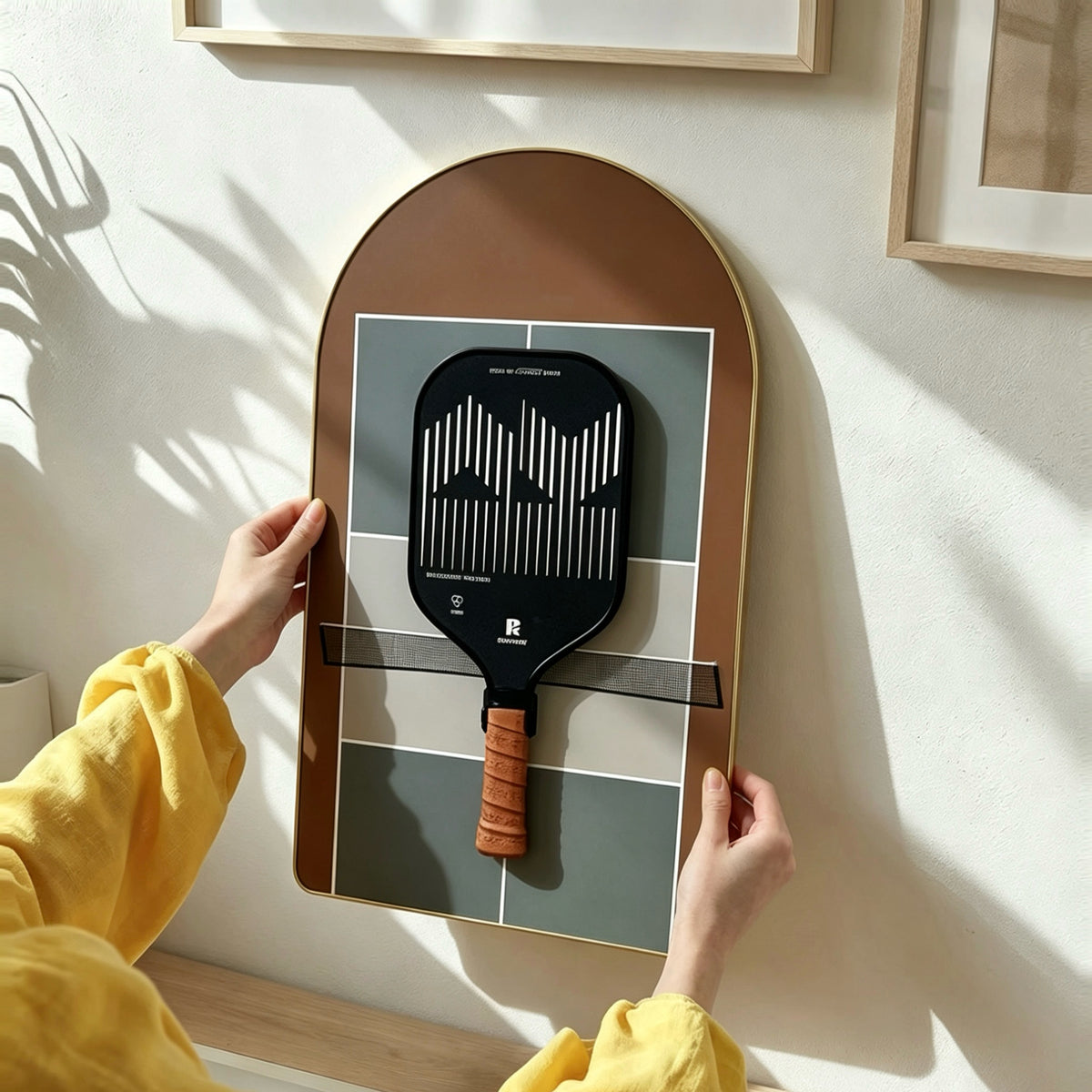 Pickleball Paddle Display Frame – Wall Mount Rack for Home Decor（Excluding the racket）