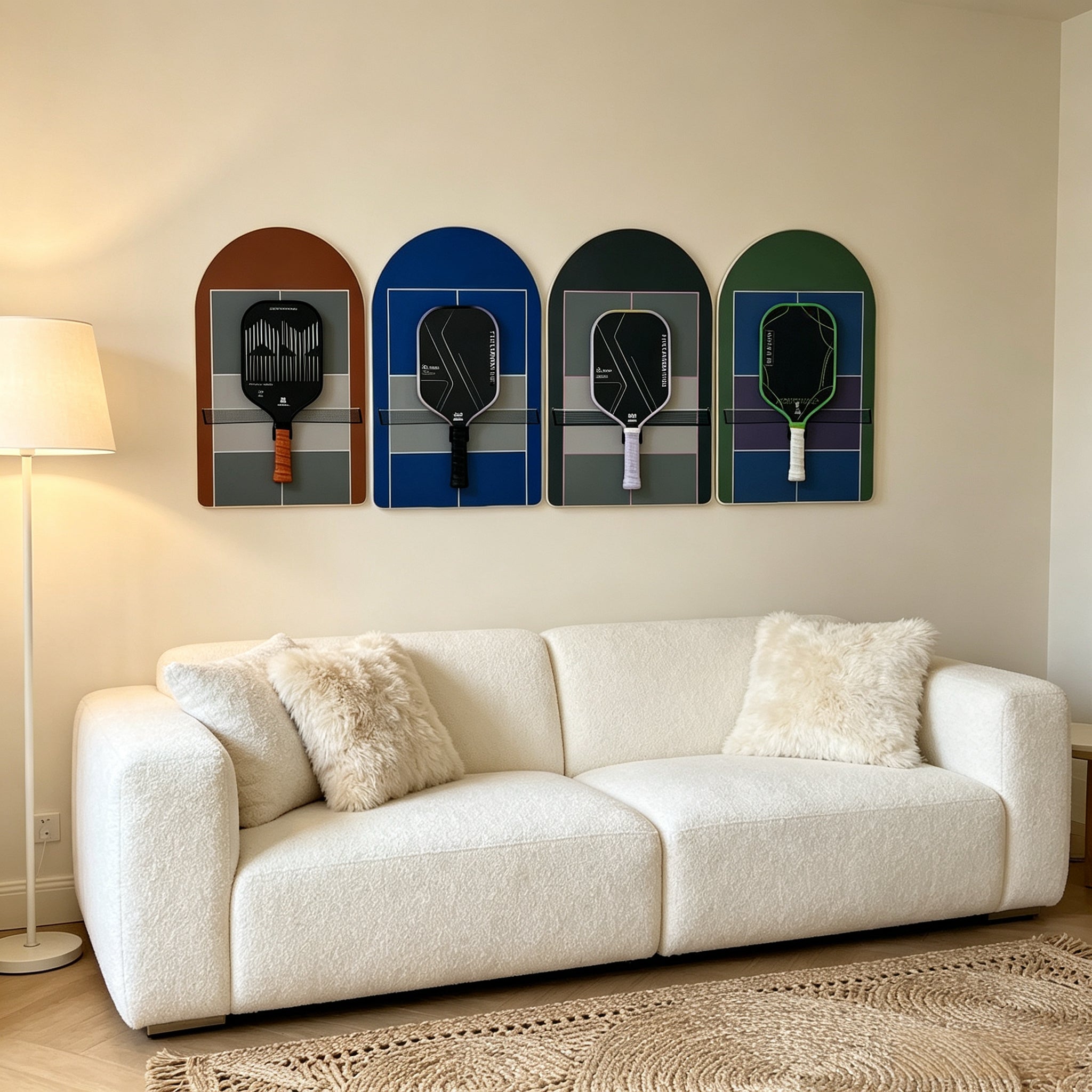 Pickleball Paddle Wall Display Frame Set of 4 – Hanging Rack Bundle(Excluding the Racket)
