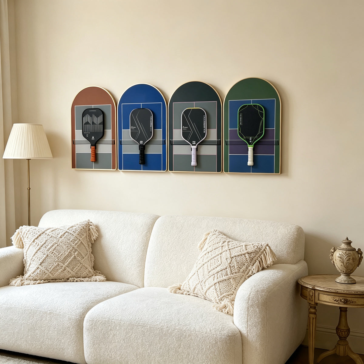 Pickleball Paddle Wall Display Frame Set of 4 – Hanging Rack Bundle(Excluding the Racket)