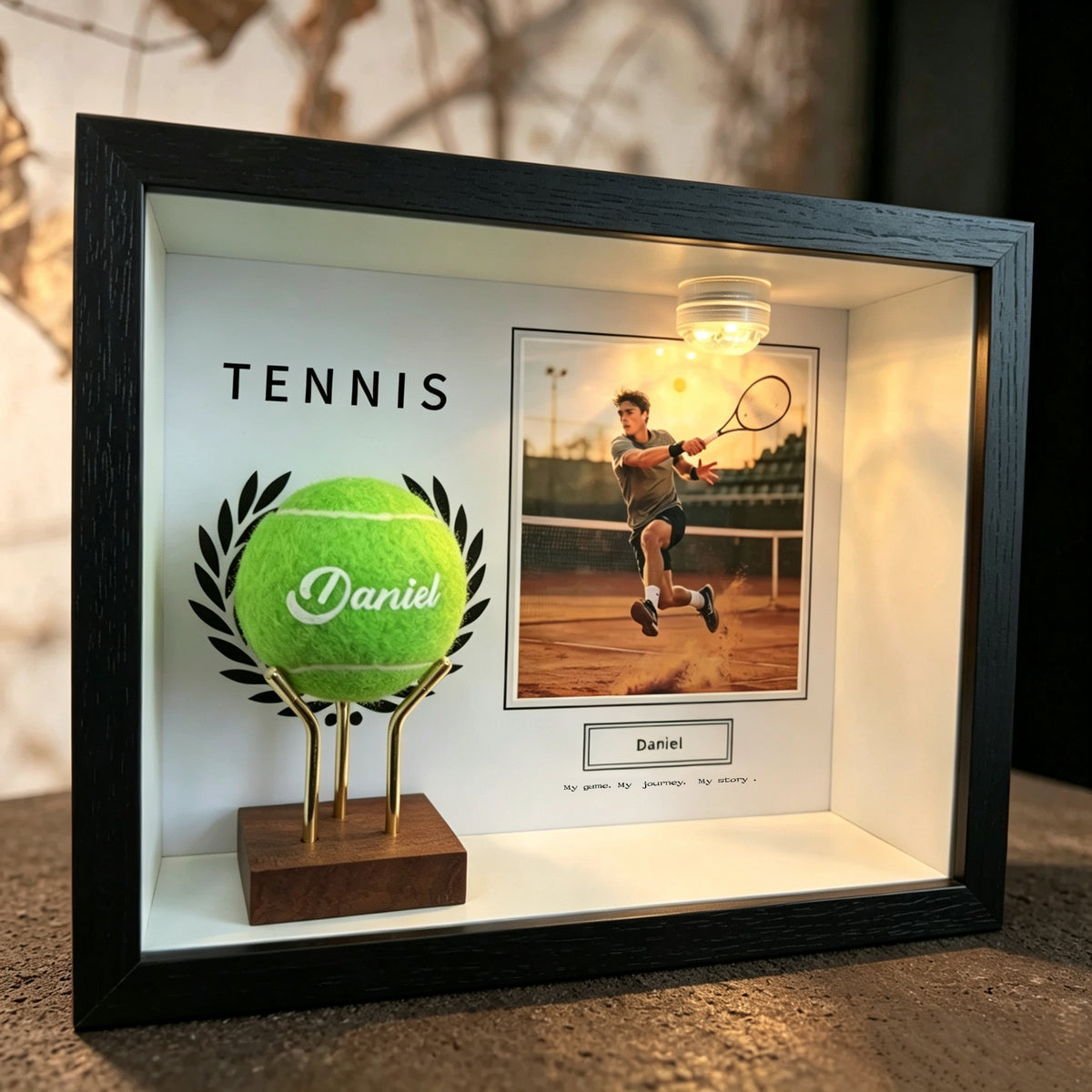 Custom Tennis Keepsake Frame – Personalized Photo, Name & Quote