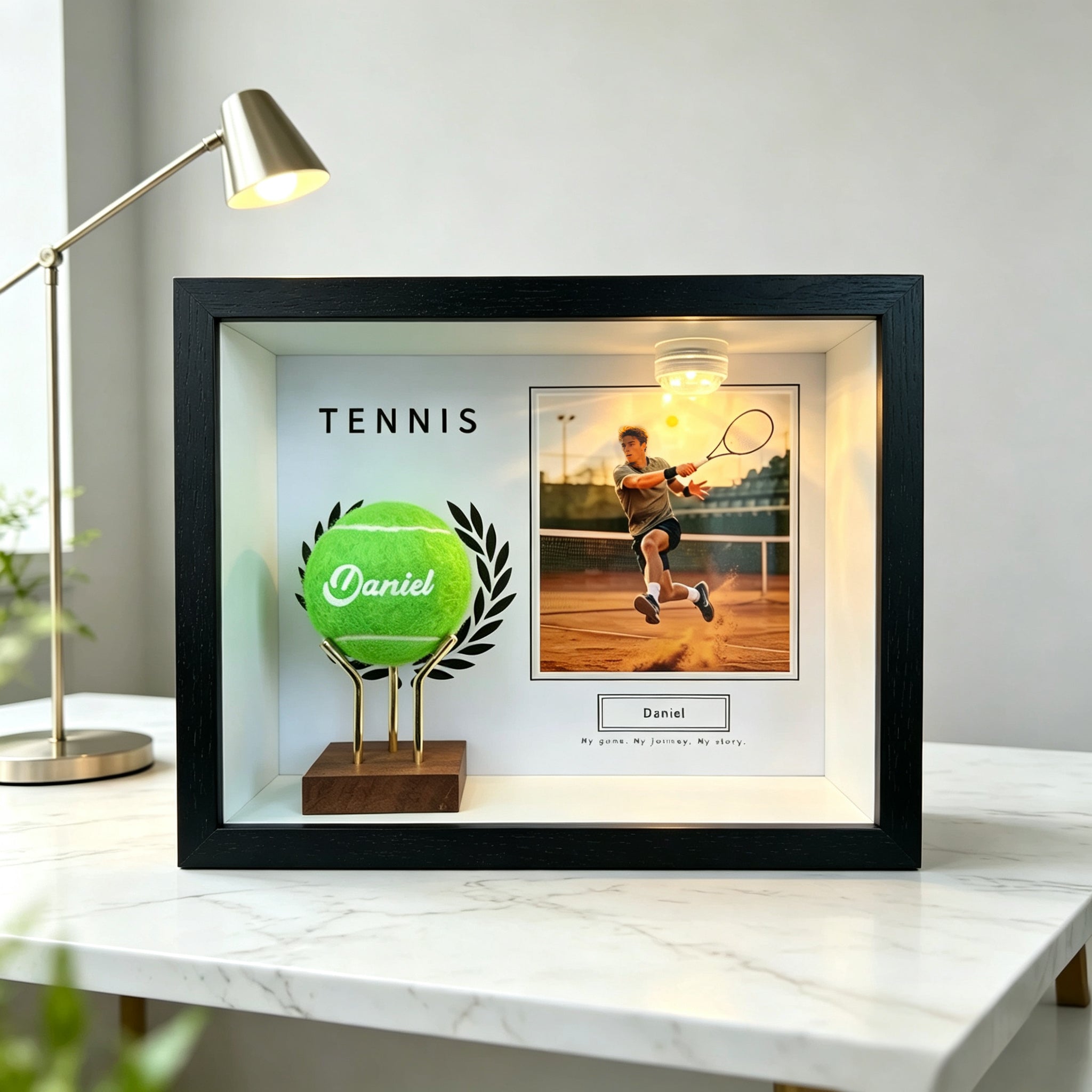 Custom Tennis Keepsake Frame – Personalized Photo, Name & Quote