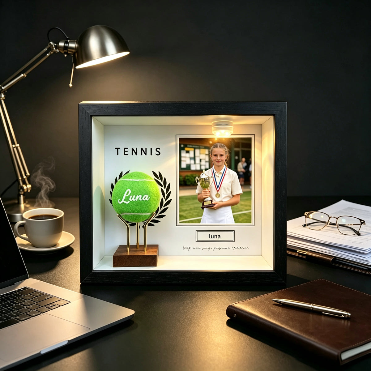 Custom Tennis Keepsake Frame – Personalized Photo, Name & Quote
