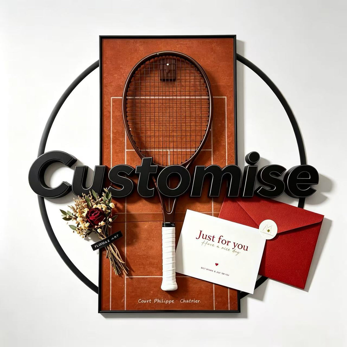 Roland Garros Inspired Square Tennis Racket Display Frame（Excluding the racket）