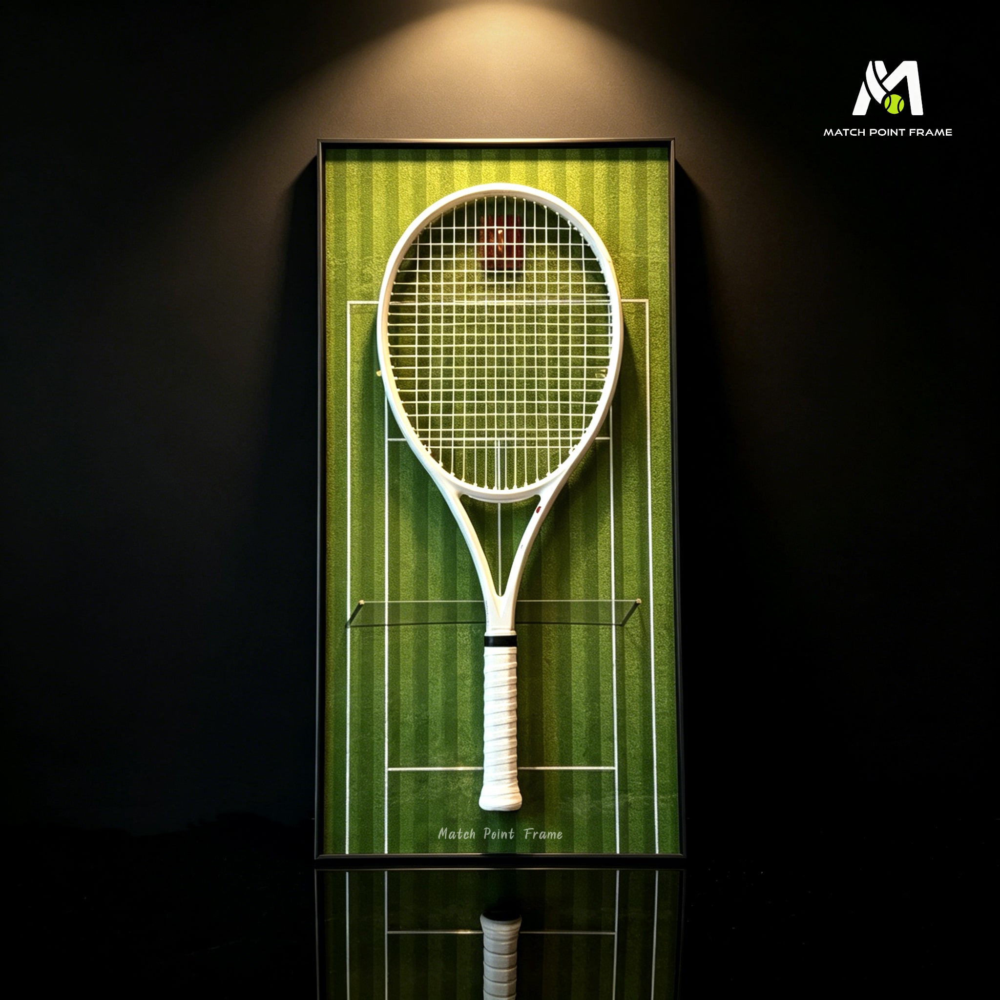Grass Green Tennis Racket Display Frame – Wall Mount Racquet Holder & Tennis Room Decor（Excluding the racket）