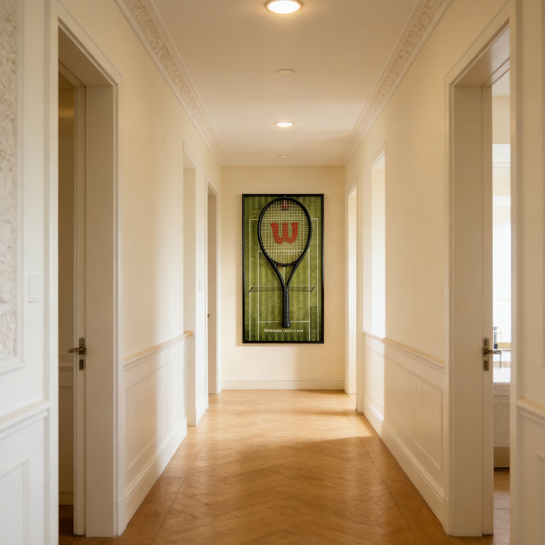 Green Tennis Display Frame – Wall-Mount Sports Decor with Hooks for Racquets tennis racket display stand