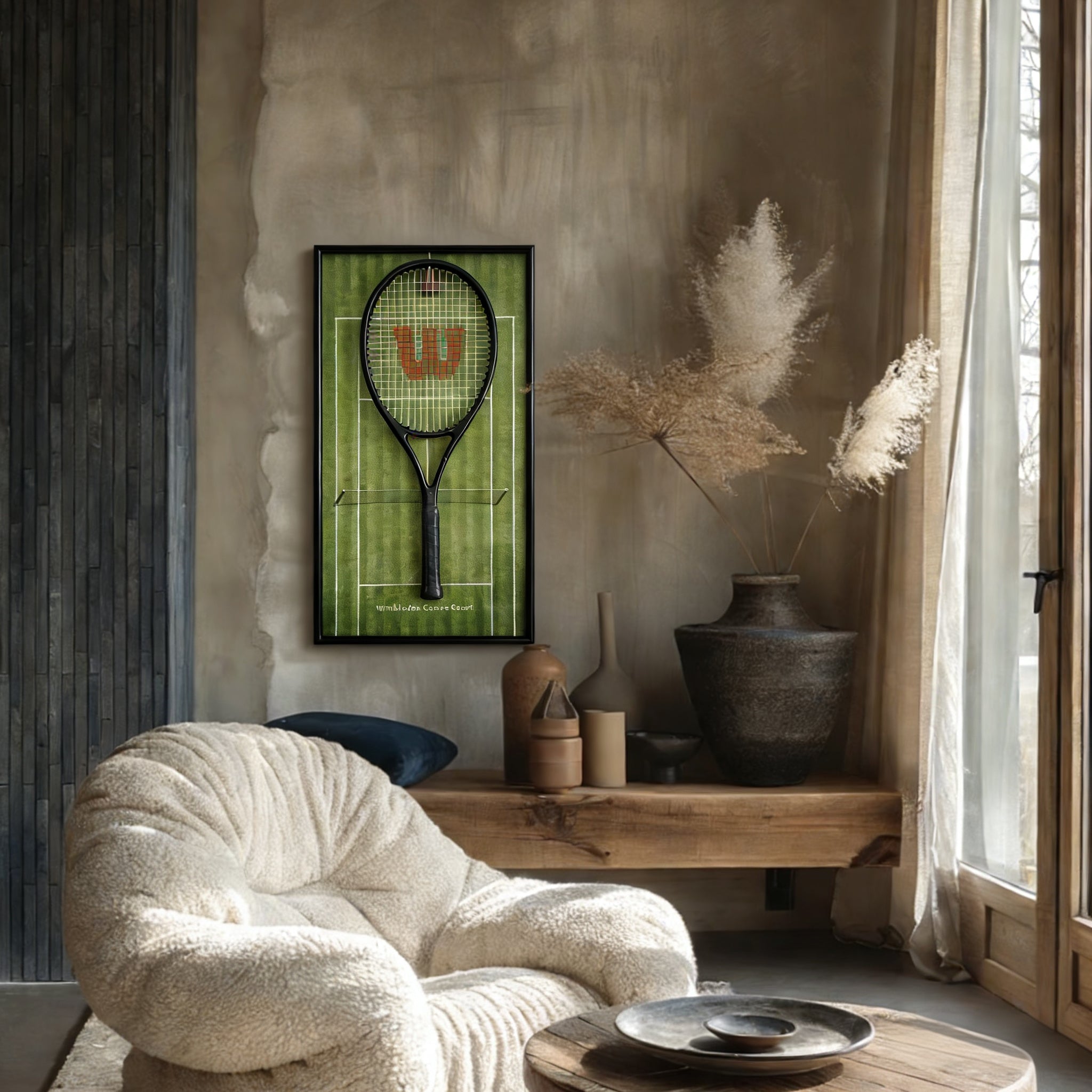 Green Tennis Display Frame – Wall-Mount Sports Decor with Hooks for Racquets tennis racket display stand