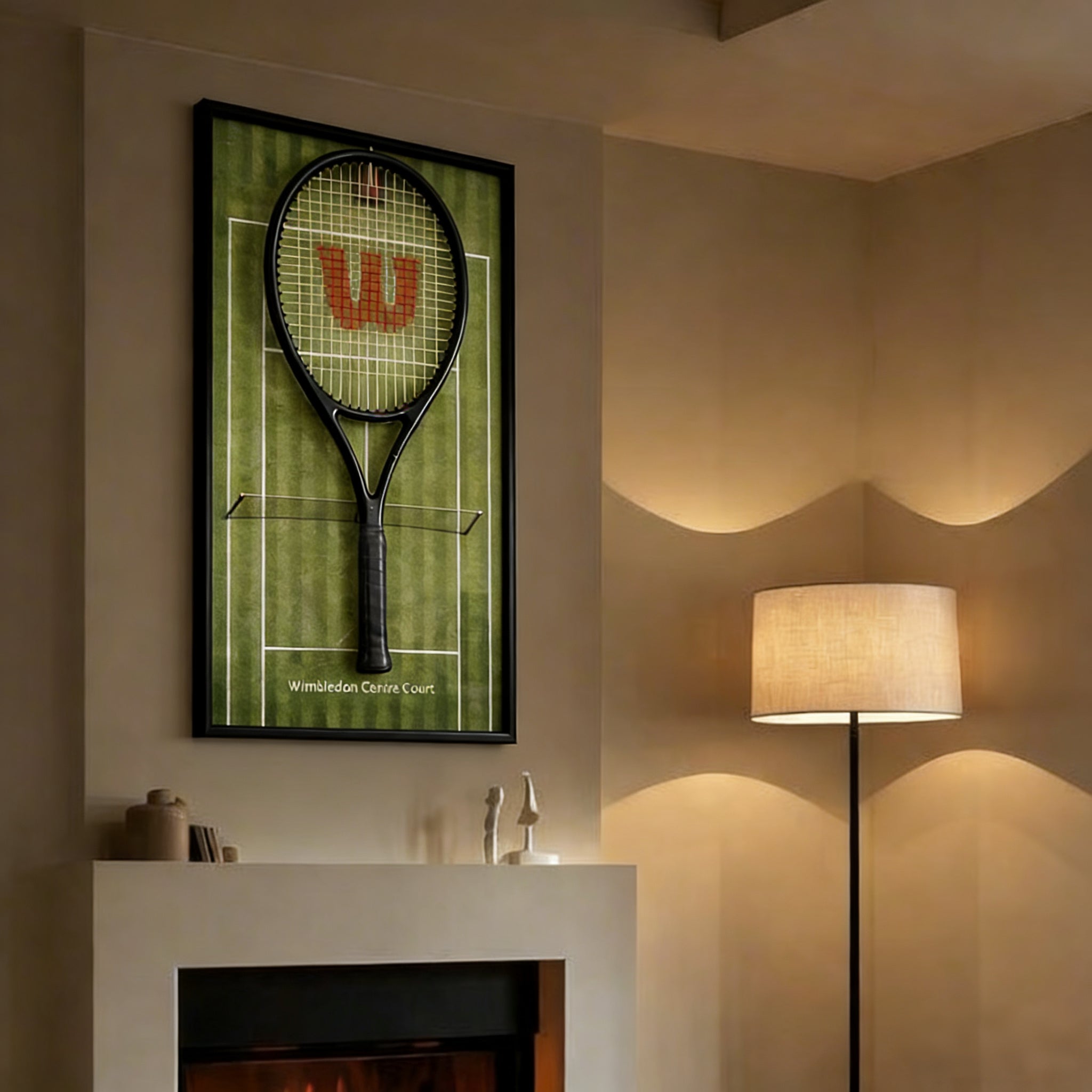 Green Tennis Display Frame – Wall-Mount Sports Decor with Hooks for Racquets tennis racket display stand