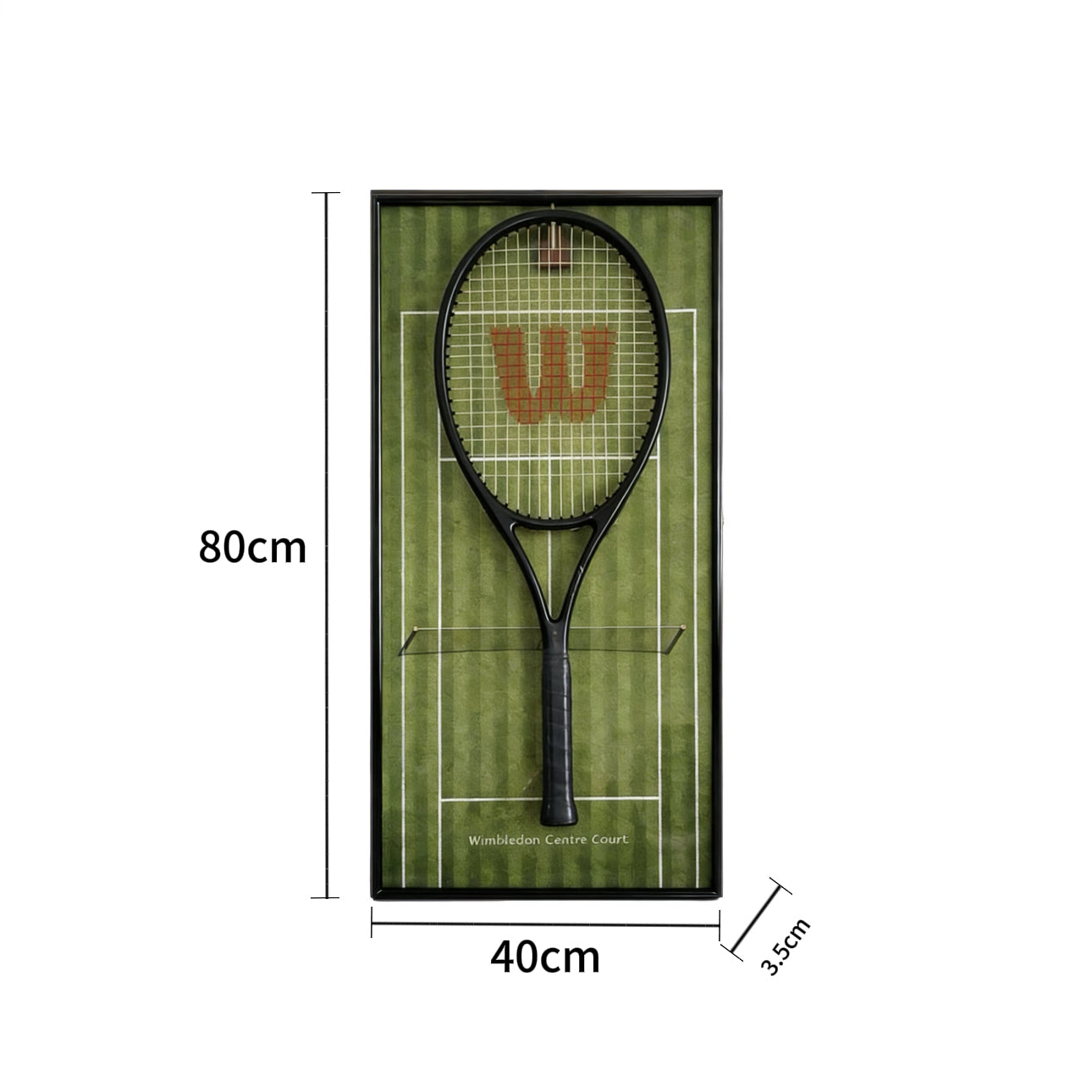 Green Tennis Display Frame – Wall-Mount Sports Decor with Hooks for Racquets tennis racket display stand