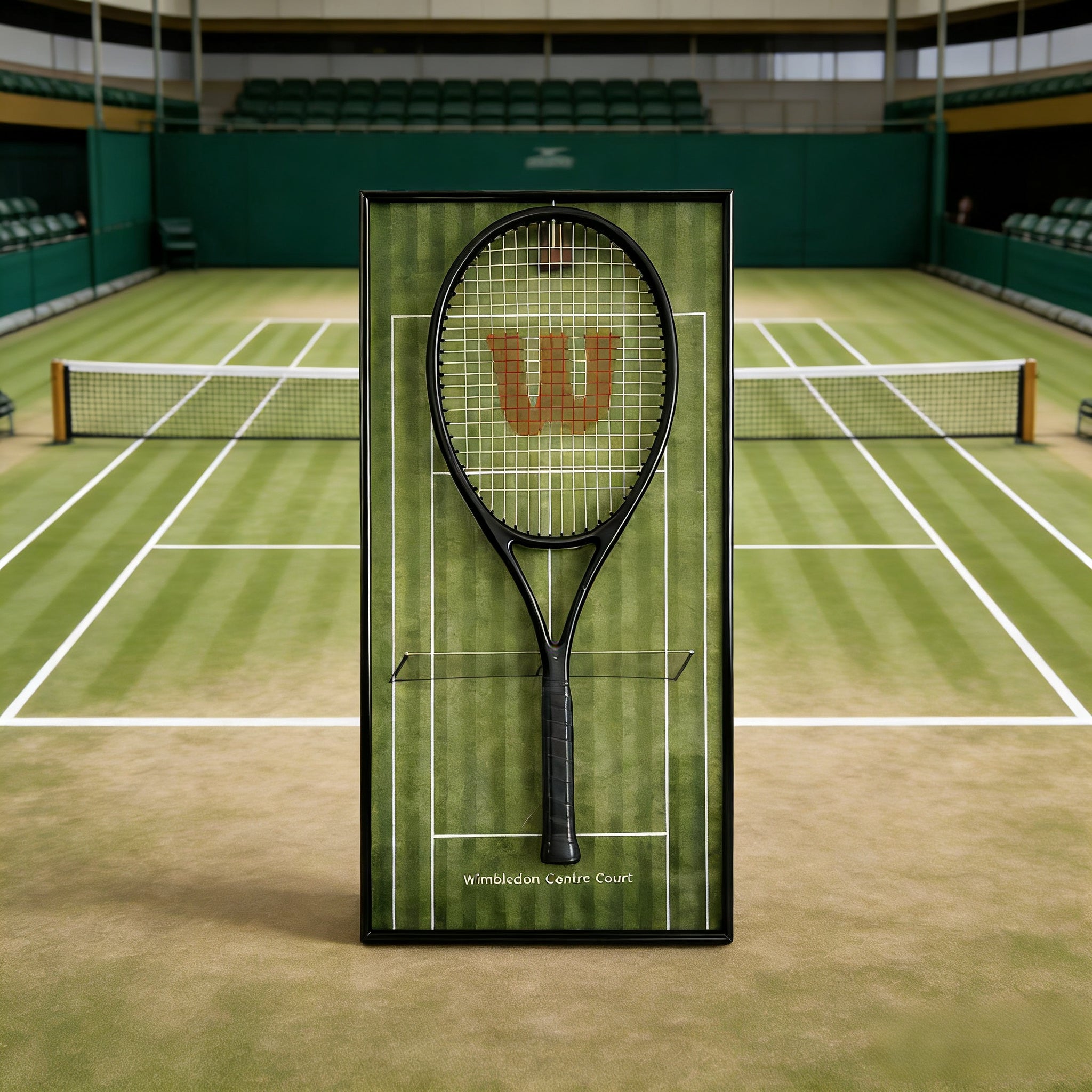 Green Tennis Display Frame – Wall-Mount Sports Decor with Hooks for Racquets tennis racket display stand