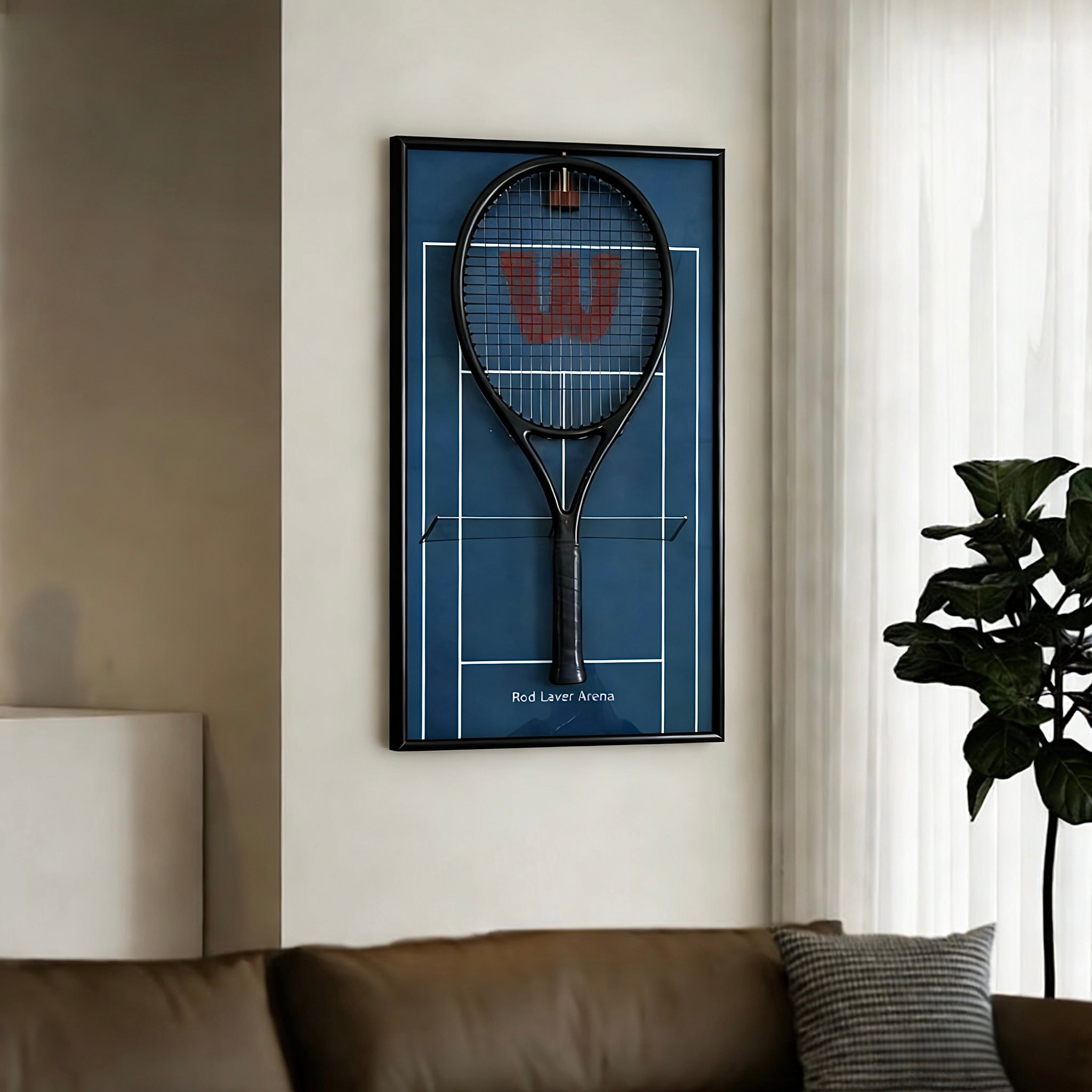 Premium Blue Tennis Wall Frame – Racquet Display Holder for Sports Room & Collection tennis racket rack