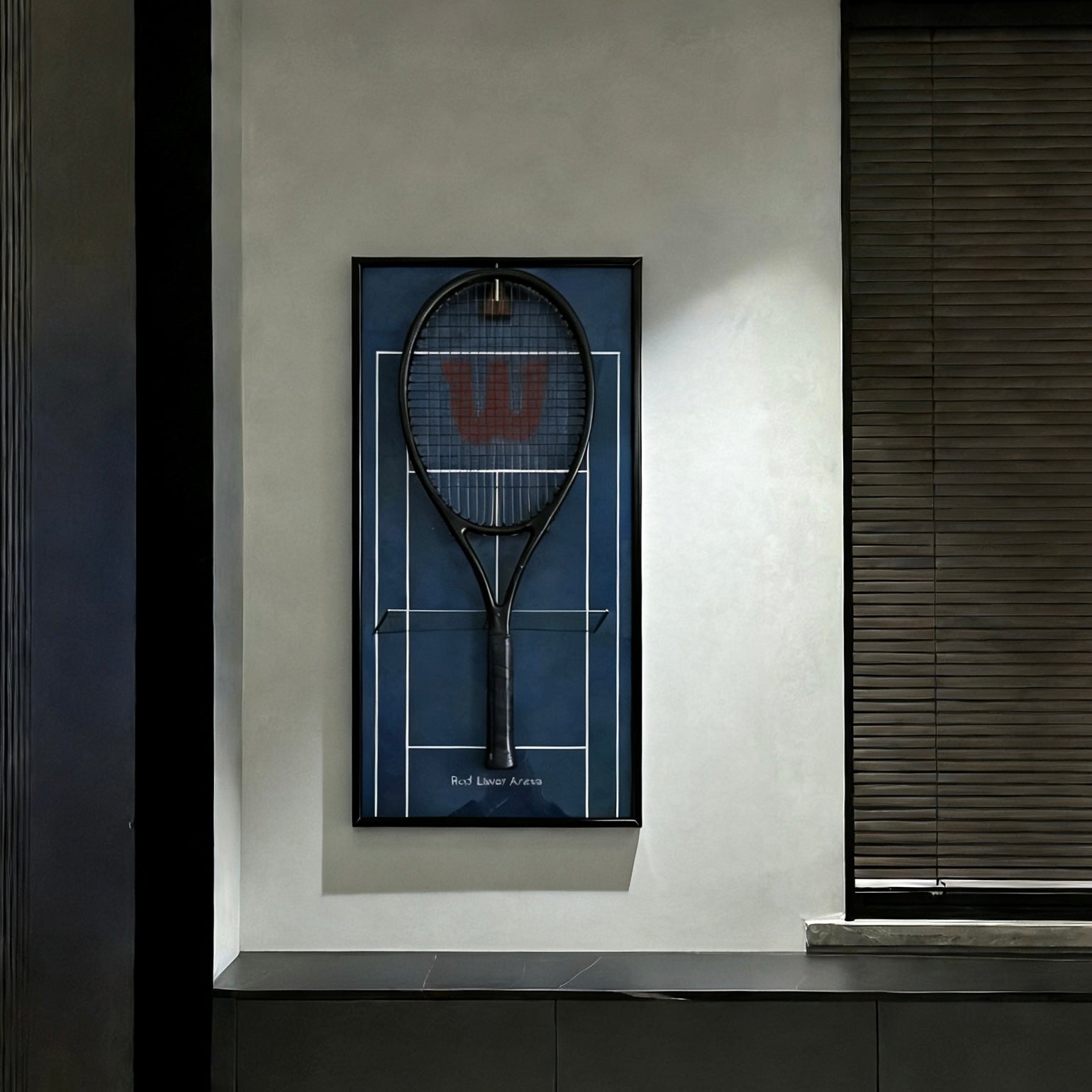 Premium Blue Tennis Wall Frame – Racquet Display Holder for Sports Room & Collection tennis racket rack