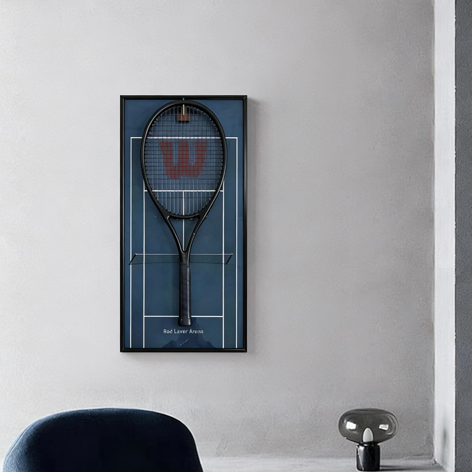 Premium Blue Tennis Wall Frame – Racquet Display Holder for Sports Room & Collection tennis racket rack