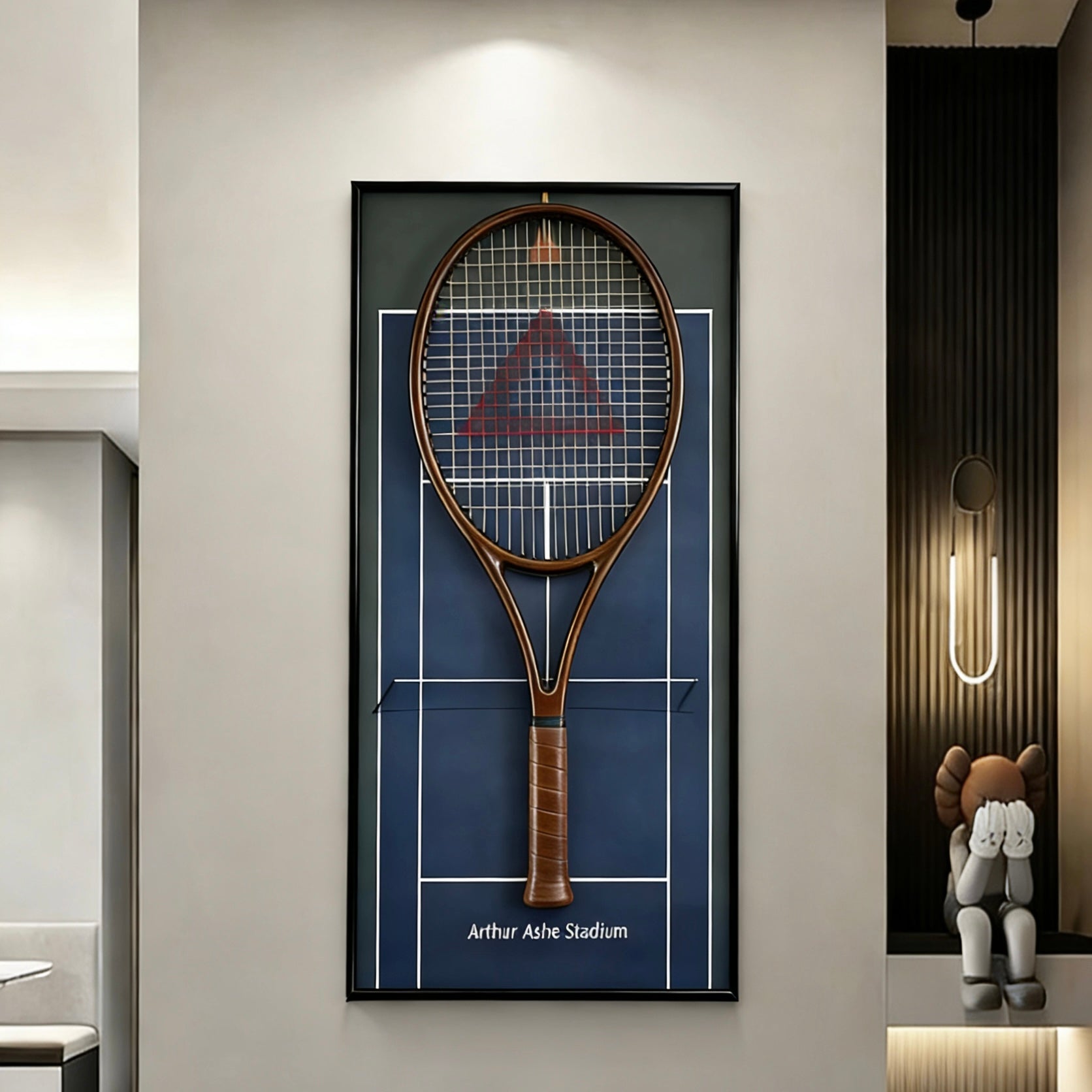 Blue Tennis Display Frame – Wall-Mount Racquet Holder, Solid Wood & Aluminum Alloy tennis racket rack tennis rackets