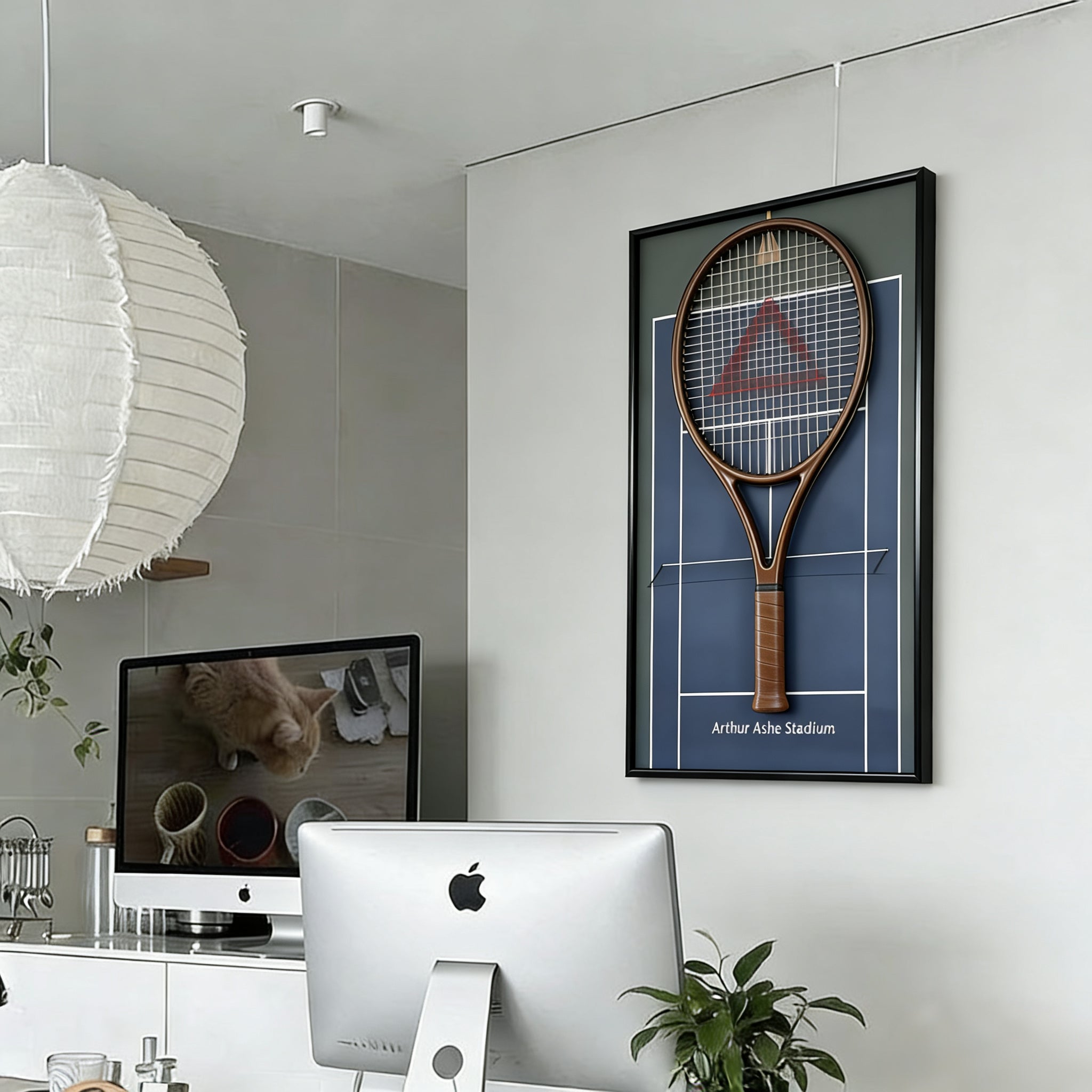 Blue Tennis Display Frame – Wall-Mount Racquet Holder, Solid Wood & Aluminum Alloy tennis racket rack tennis rackets